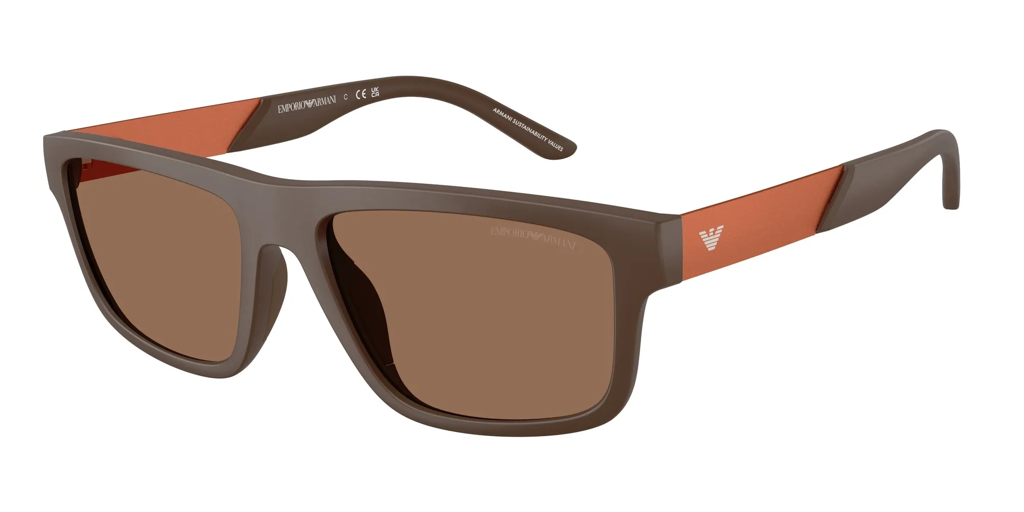 Emporio Armani EA4244U 624373 Occhiali da sole Iniettato Marrone Marrone Squadrata Normale - immagine 1