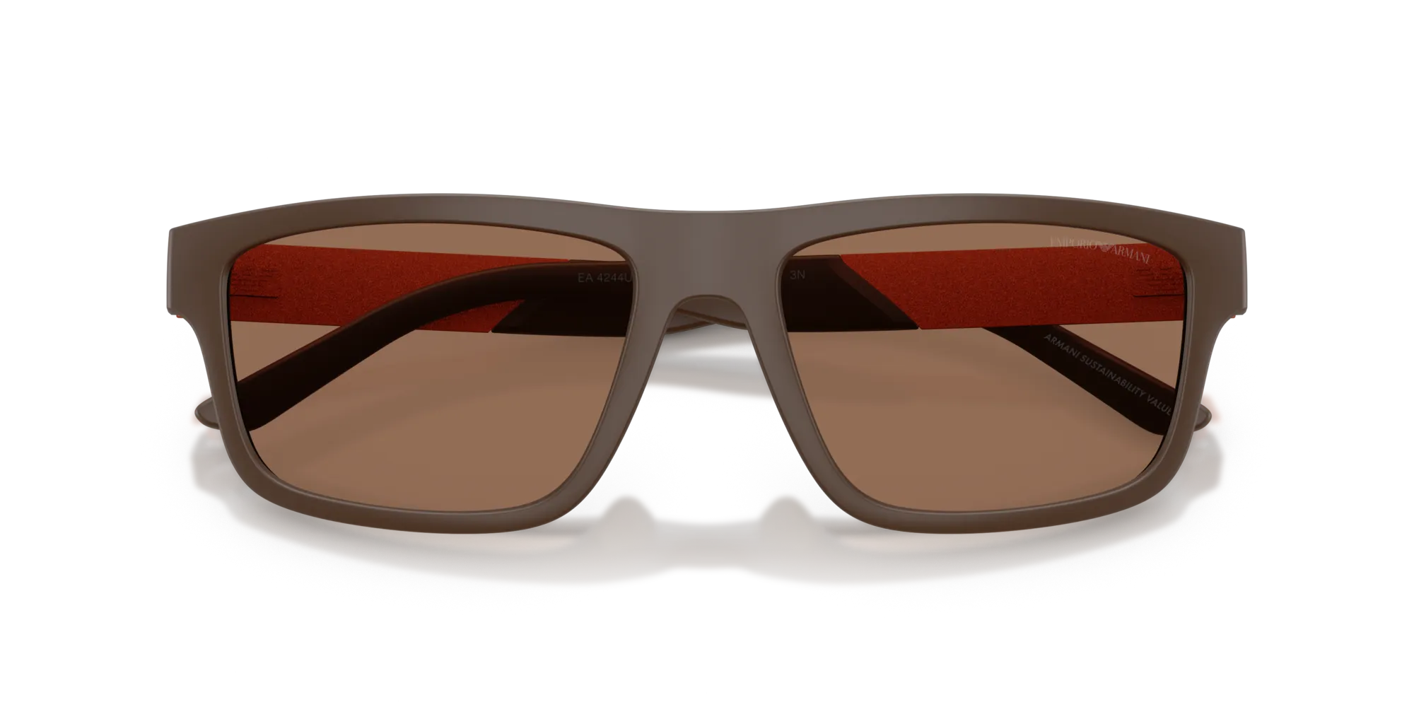 Emporio Armani EA4244U 624373 Occhiali da sole Iniettato Marrone Marrone Squadrata Normale - immagine 2
