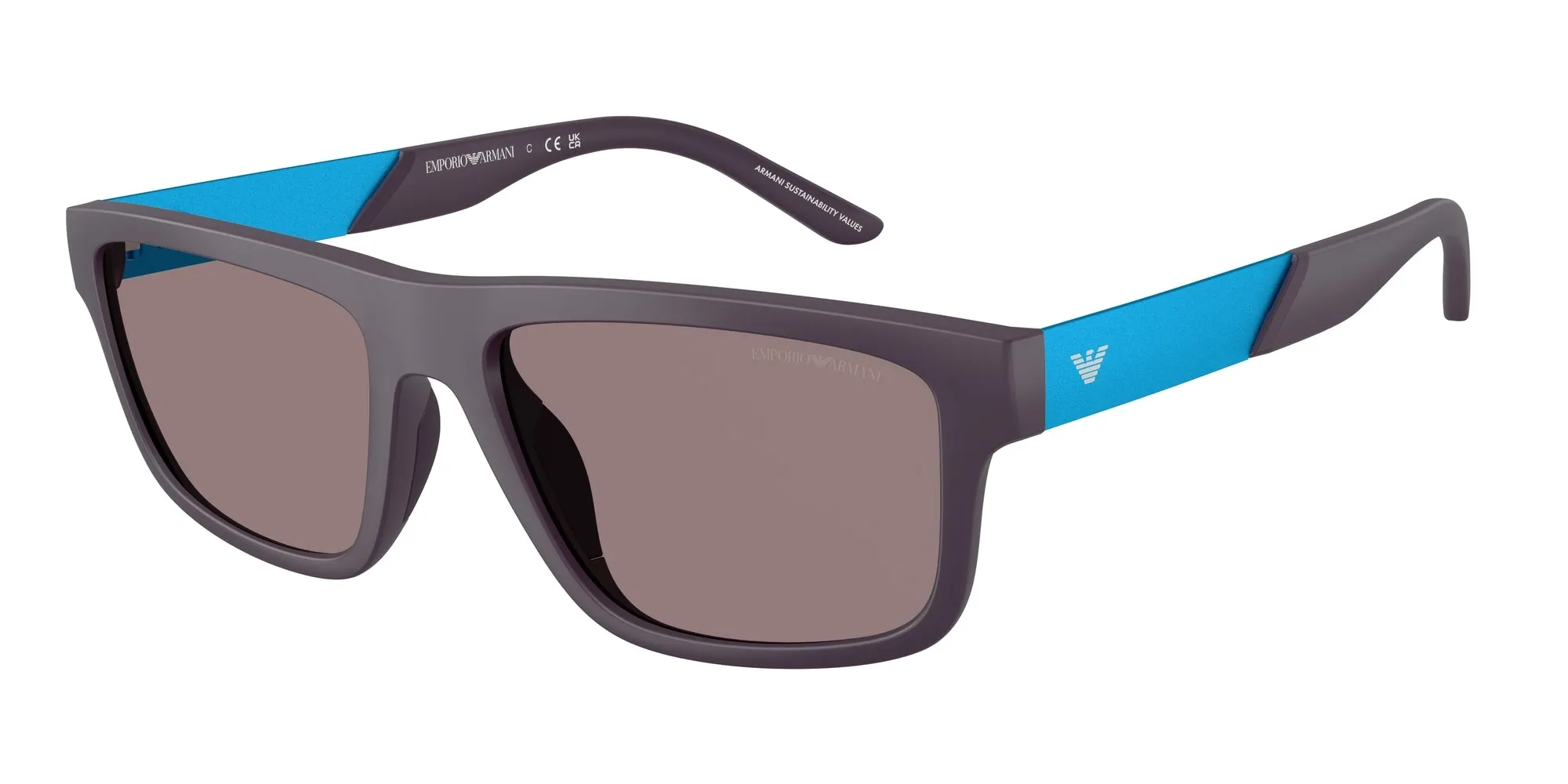 Emporio Armani EA4244U 62427N Occhiali da sole Iniettato Viola Marrone Squadrata Normale - immagine 1