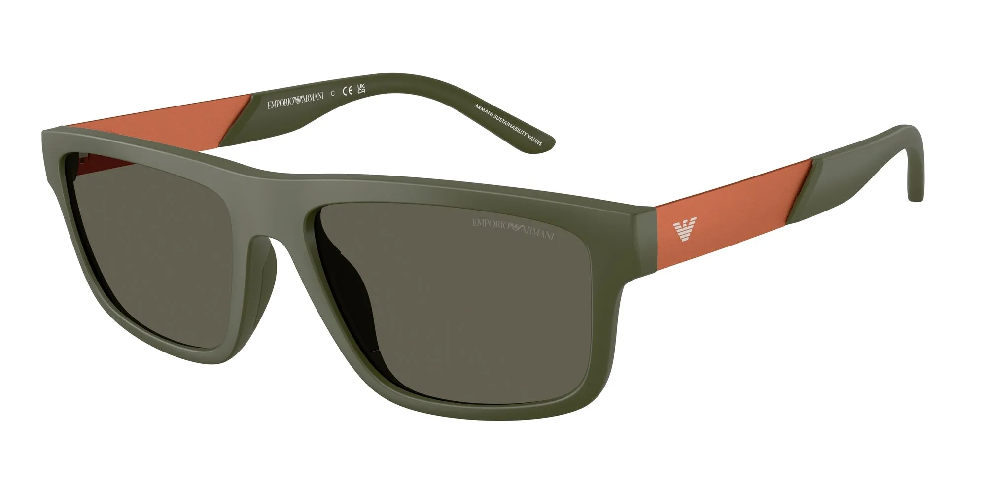 Emporio Armani EA4244U 618471 Occhiali da sole Iniettato Verde Marrone Squadrata Normale - immagine 1