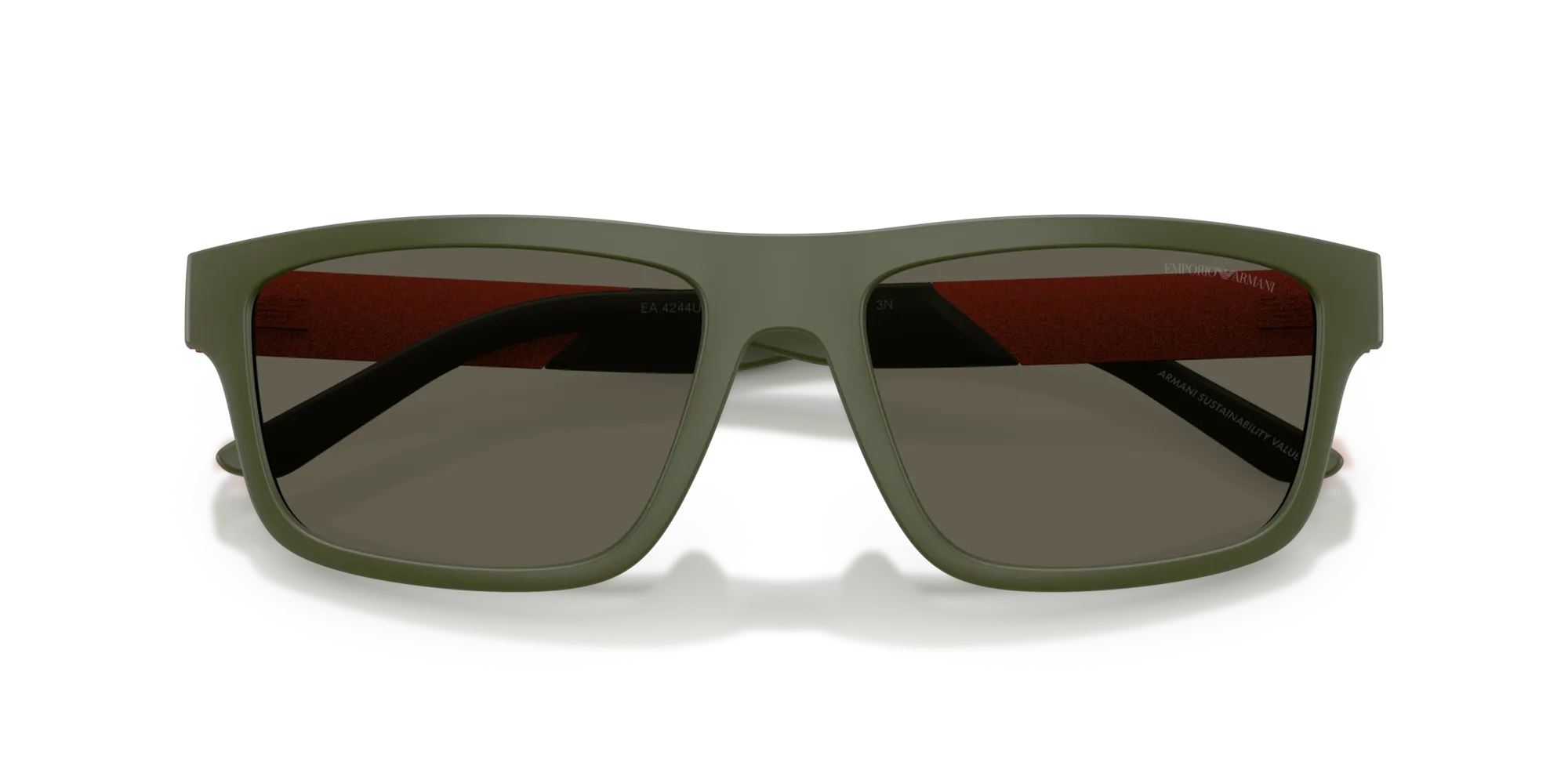 Emporio Armani EA4244U 618471 Occhiali da sole Iniettato Verde Marrone Squadrata Normale - immagine 2