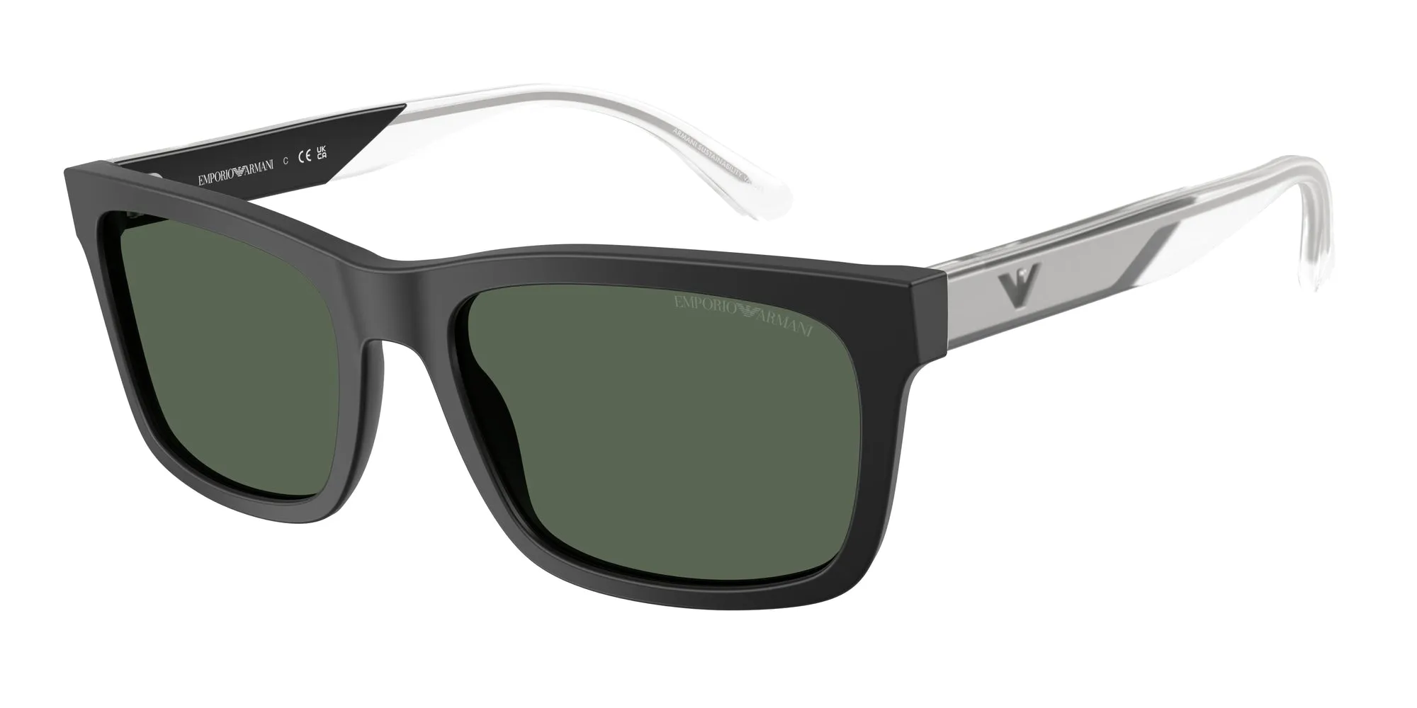 Emporio Armani EA4224 500171 Occhiali da sole Acetato Nero Verde Squadrata Normale - immagine 1