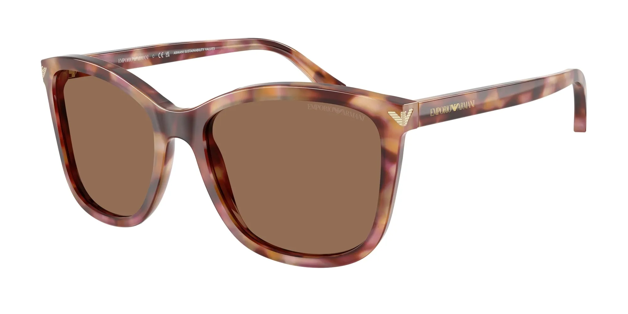 Emporio Armani EA4060 619673 Occhiali da sole Acetato Rosso Marrone Squadrata Normale - immagine 1