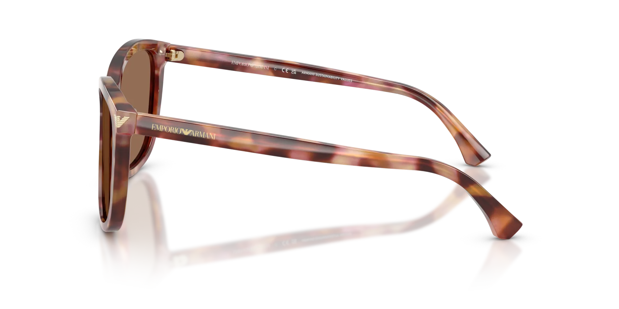 Emporio Armani EA4060 619673 Occhiali da sole Acetato Rosso Marrone Squadrata Normale - immagine 4
