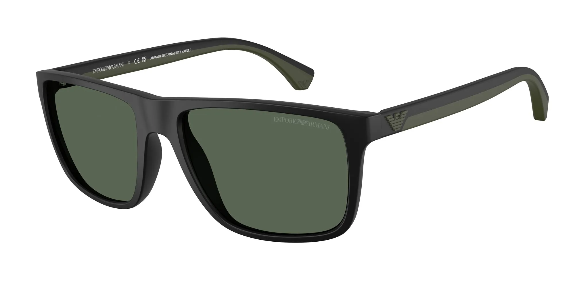 Emporio Armani EA4033 500171 Occhiali da sole Iniettato Nero Verde Squadrata Normale - immagine 1