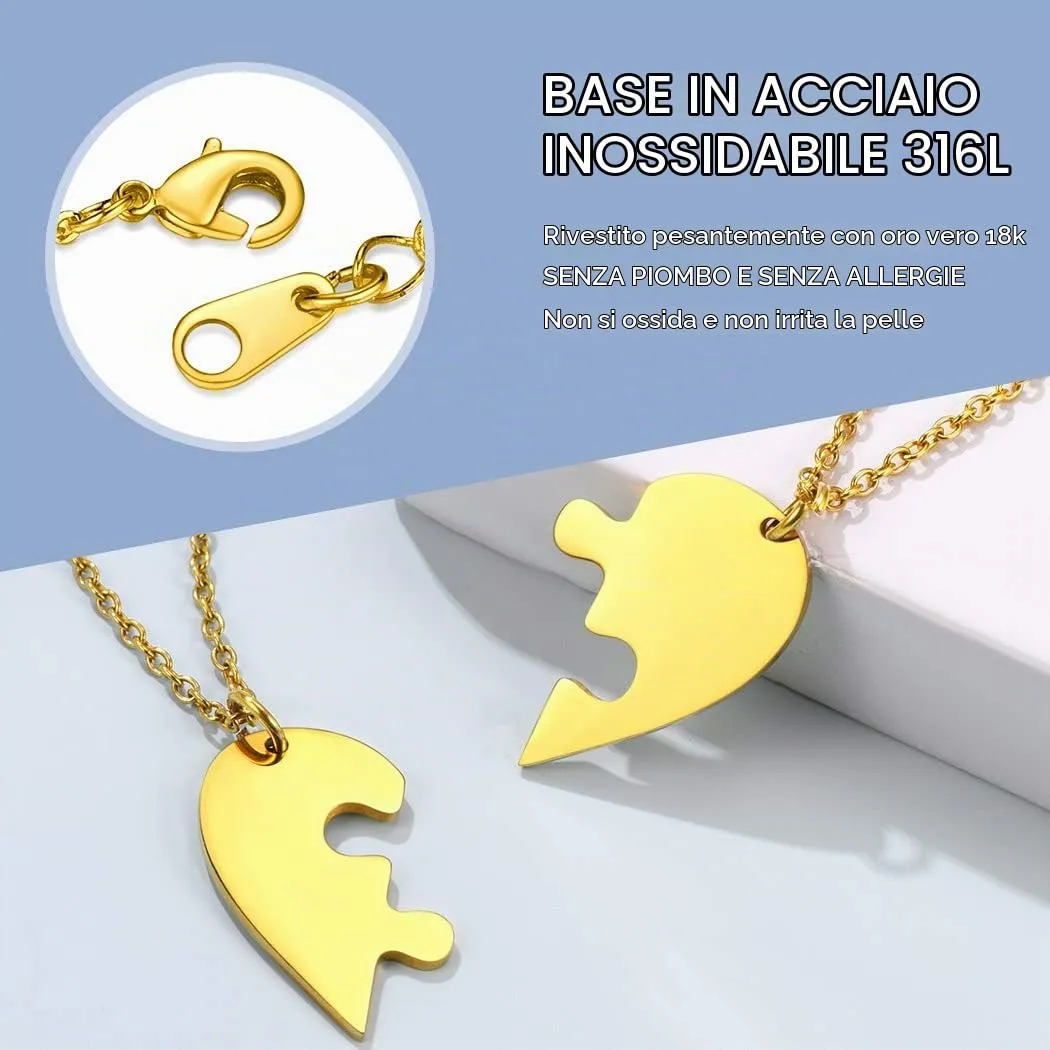 Suplight Collana Donna Personalizzata a Cuore Divisio con Nome in 2 pezzi collana oro donna Acciaio Inossidabile Collana Puzzle collana coppia personalizzata Regalo Natale San Valentino - immagine 5