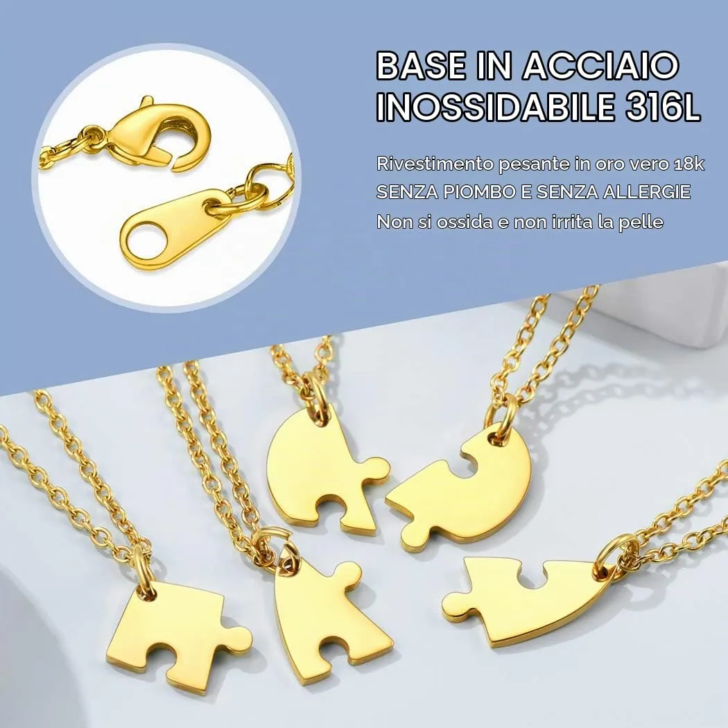 Suplight Collana Donna Personalizzata con Nome Collana Cuore Divoso Personalizzata collana donna oro Collana Puzzle 5 pezzi collana amica famiglia personalizzata Regalo Natale San Valentino - immagine 5