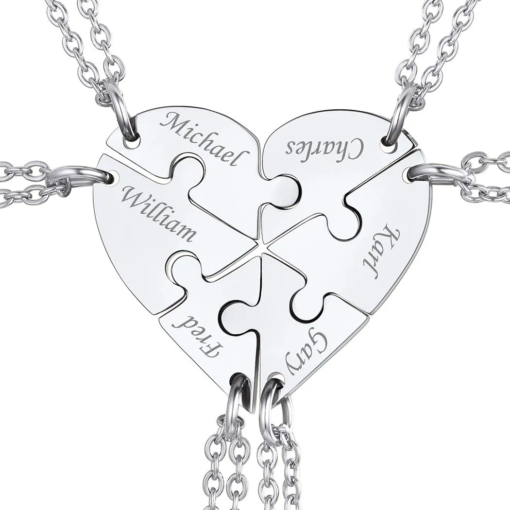 Suplight Collana da Donna Personalizzata a Cuore Divisio con Nome in Acciaio Inossidabile 2/3/4/5/6 pezzi Regalo BFF Famiglia Natale San Valentino - immagine 1