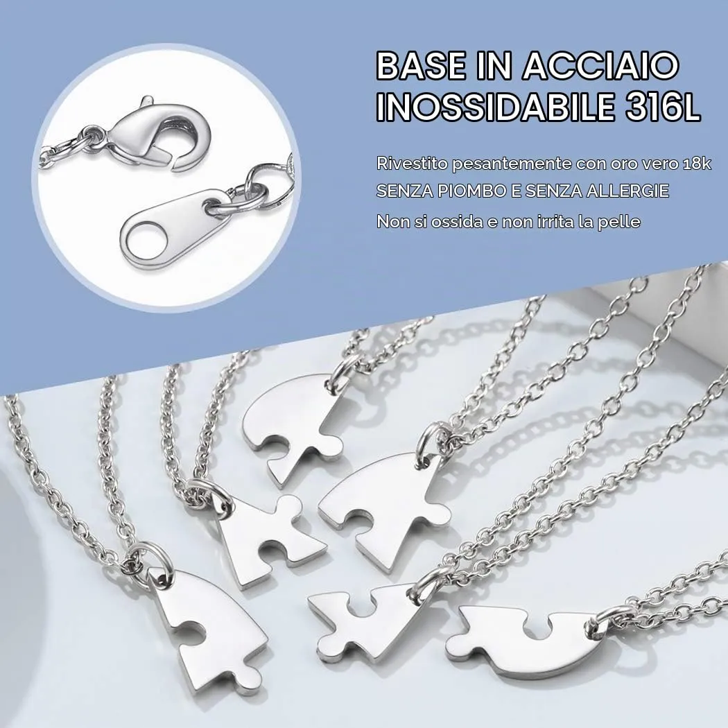Suplight Collana da Donna Personalizzata a Cuore Divisio con Nome in Acciaio Inossidabile 2/3/4/5/6 pezzi Regalo BFF Famiglia Natale San Valentino - immagine 5