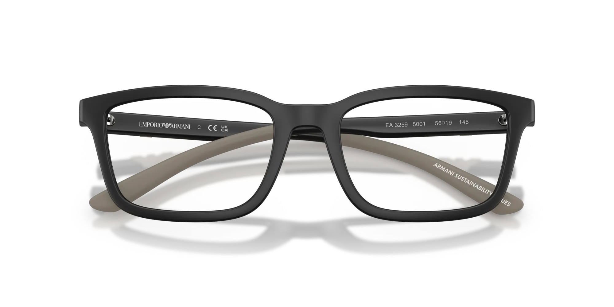 Emporio Armani EA3259 5001 Montature da vista Iniettato Nero Squadrata Normale - immagine 2