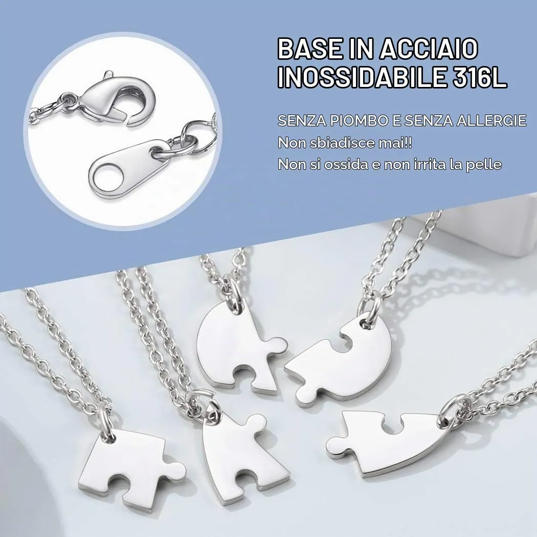 Suplight Collana da Donna Personalizzata a Cuore Divisio con Nome in Acciaio Inossidabile 2/3/4/5/6 pezzi Regalo BFF Famiglia Natale San Valentino - immagine 5