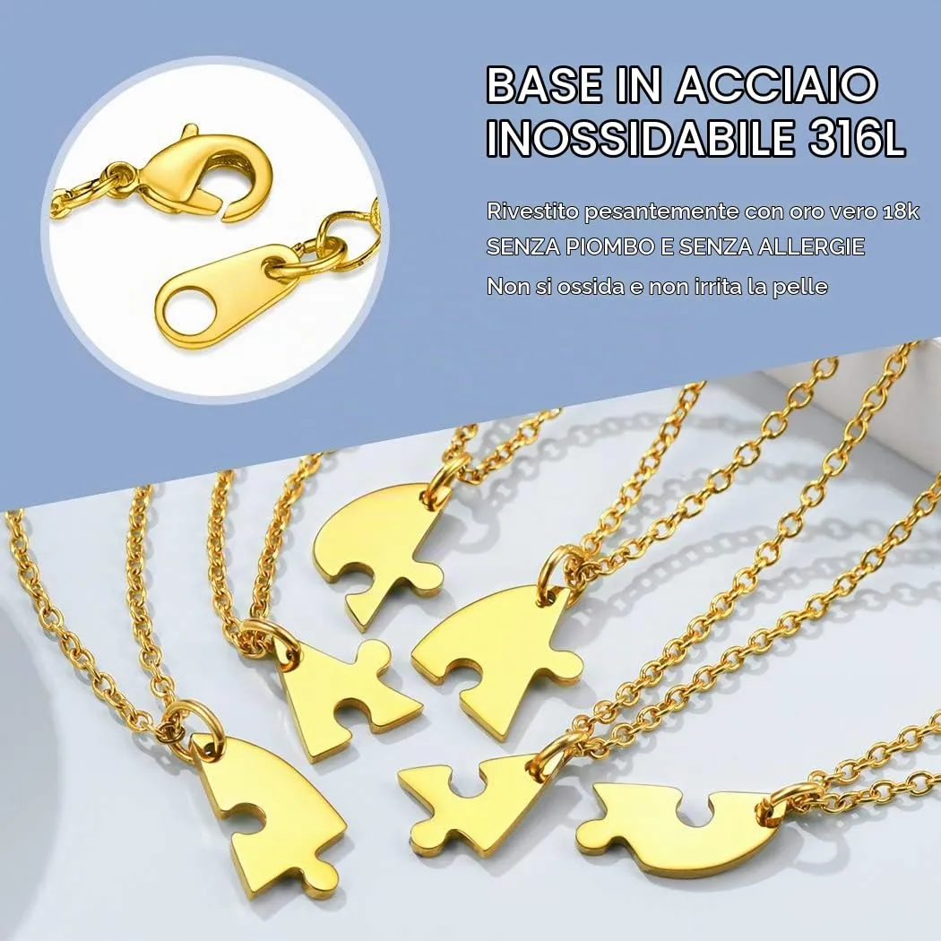 Suplight Collana Donna Personalizzata con Nome Collana Cuore Divoso Personalizzata collana donna oro Collana Puzzle 6 pezzi collana amica famiglia personalizzata Regalo Natale San Valentino - immagine 5