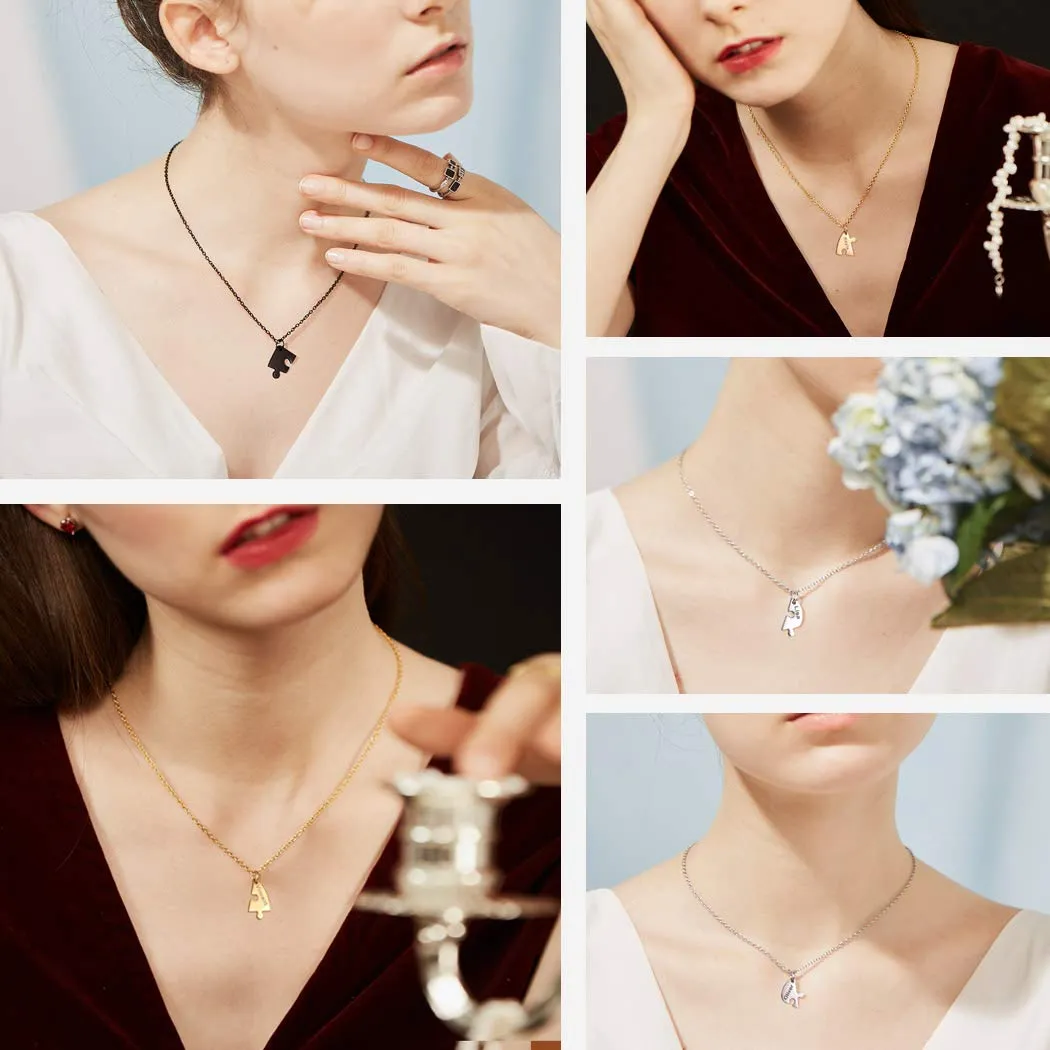 Suplight Collana Donna Personalizzata a Cuore Divisio con Nome in 4 pezzi collana oro donna Acciaio Inossidabile Collana Puzzle collana amica famiglia personalizzata Regalo Natale San Valentino - immagine 2
