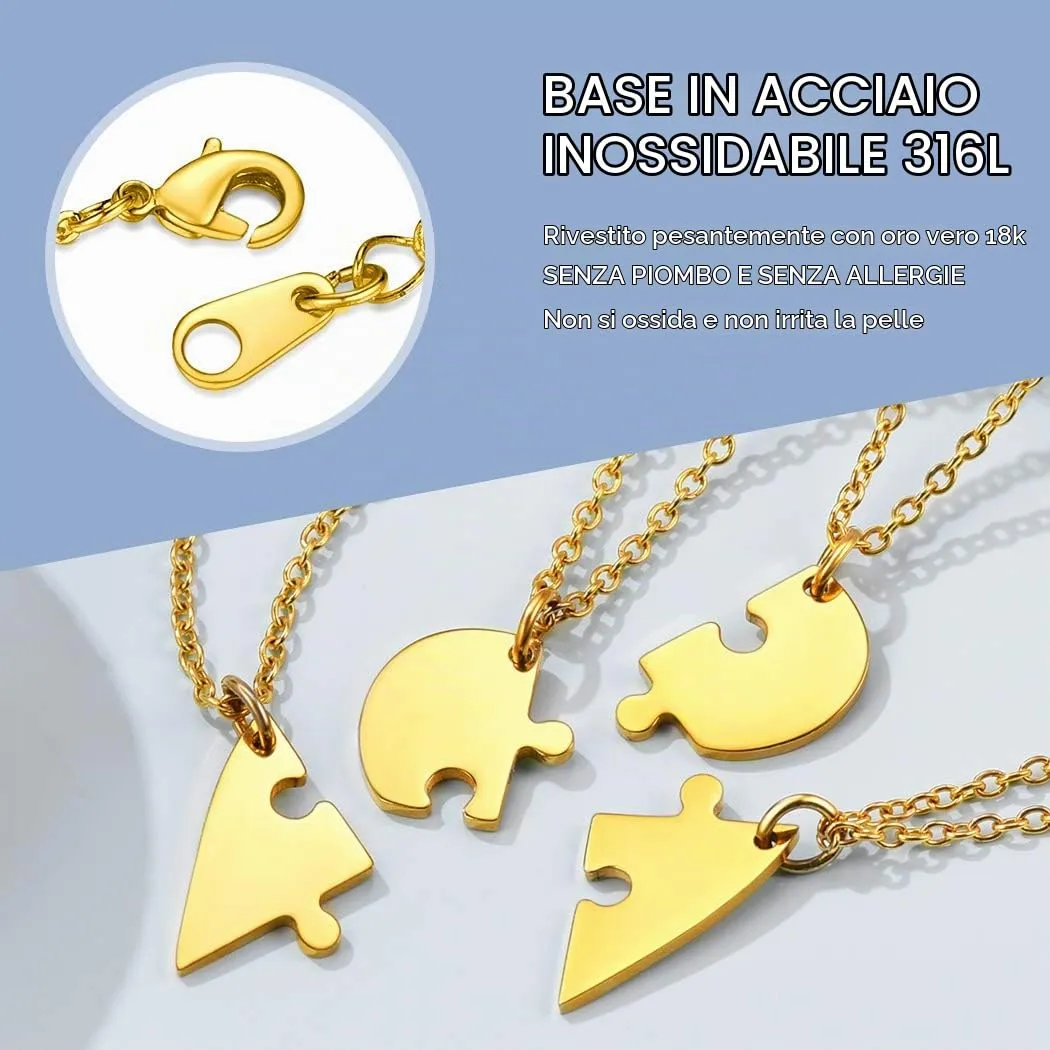 Suplight Collana Donna Personalizzata a Cuore Divisio con Nome in 4 pezzi collana oro donna Acciaio Inossidabile Collana Puzzle collana amica famiglia personalizzata Regalo Natale San Valentino - immagine 5