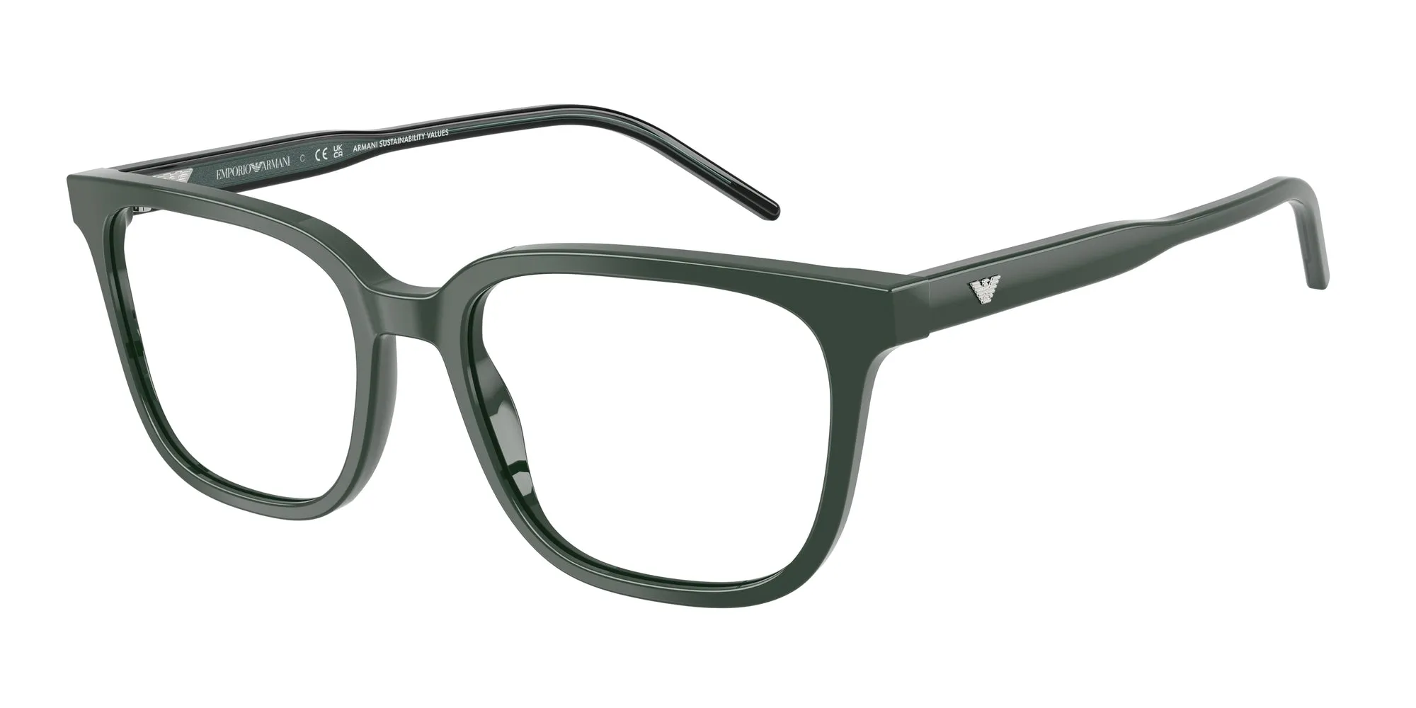 Emporio Armani EA3258 6257 Montature da vista Acetato Verde Squadrata Normale - immagine 1