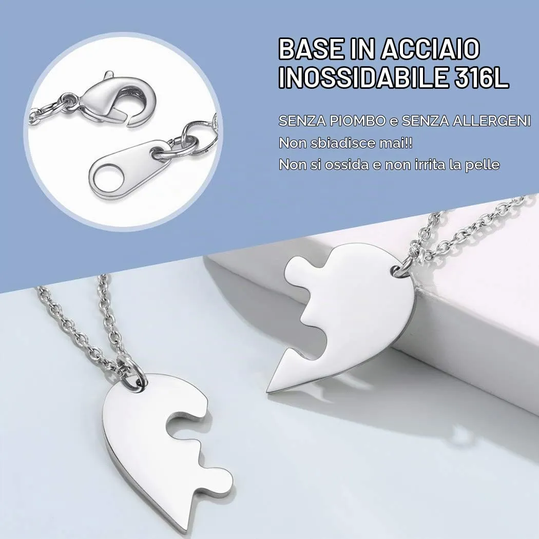 Suplight Collana Donna Personalizzata a Cuore Divisio con Nome in 2 pezzi collana donna Acciaio Inossidabile Collana Puzzle collana coppia personalizzata Regalo Natale San Valentino - immagine 5