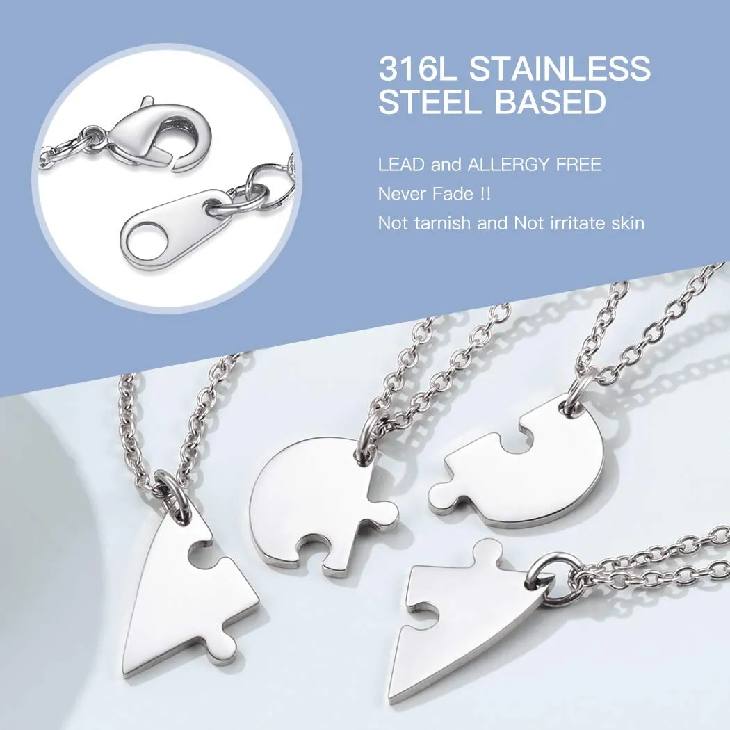 Suplight Collana Donna Personalizzata a Cuore Divisio con Nome in 4 pezzi collana donna Acciaio Inossidabile Collana Puzzle collana amica famiglia personalizzata Regalo Natale San Valentino - immagine 5