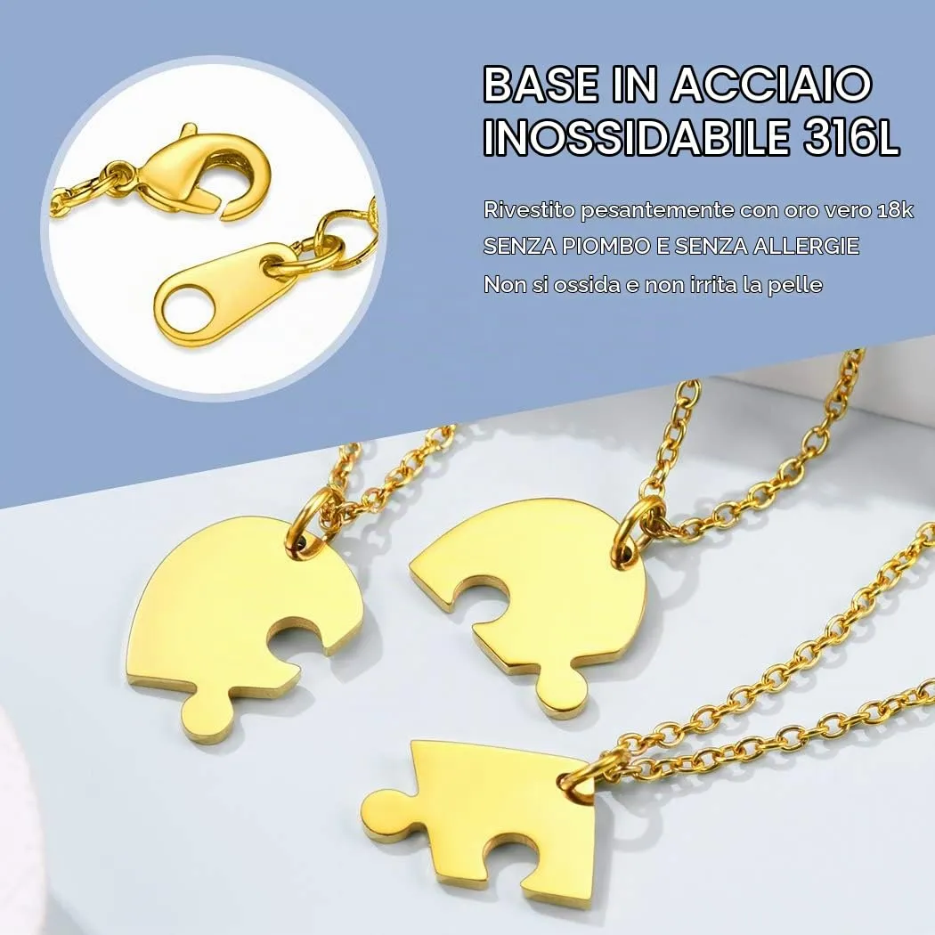 Suplight Collana Donna Personalizzata a Cuore Divisio con Nome in 3 pezzi collana oro donna Acciaio Inossidabile Collana Puzzle collana amica famiglia personalizzata Regalo Natale San Valentino - immagine 5