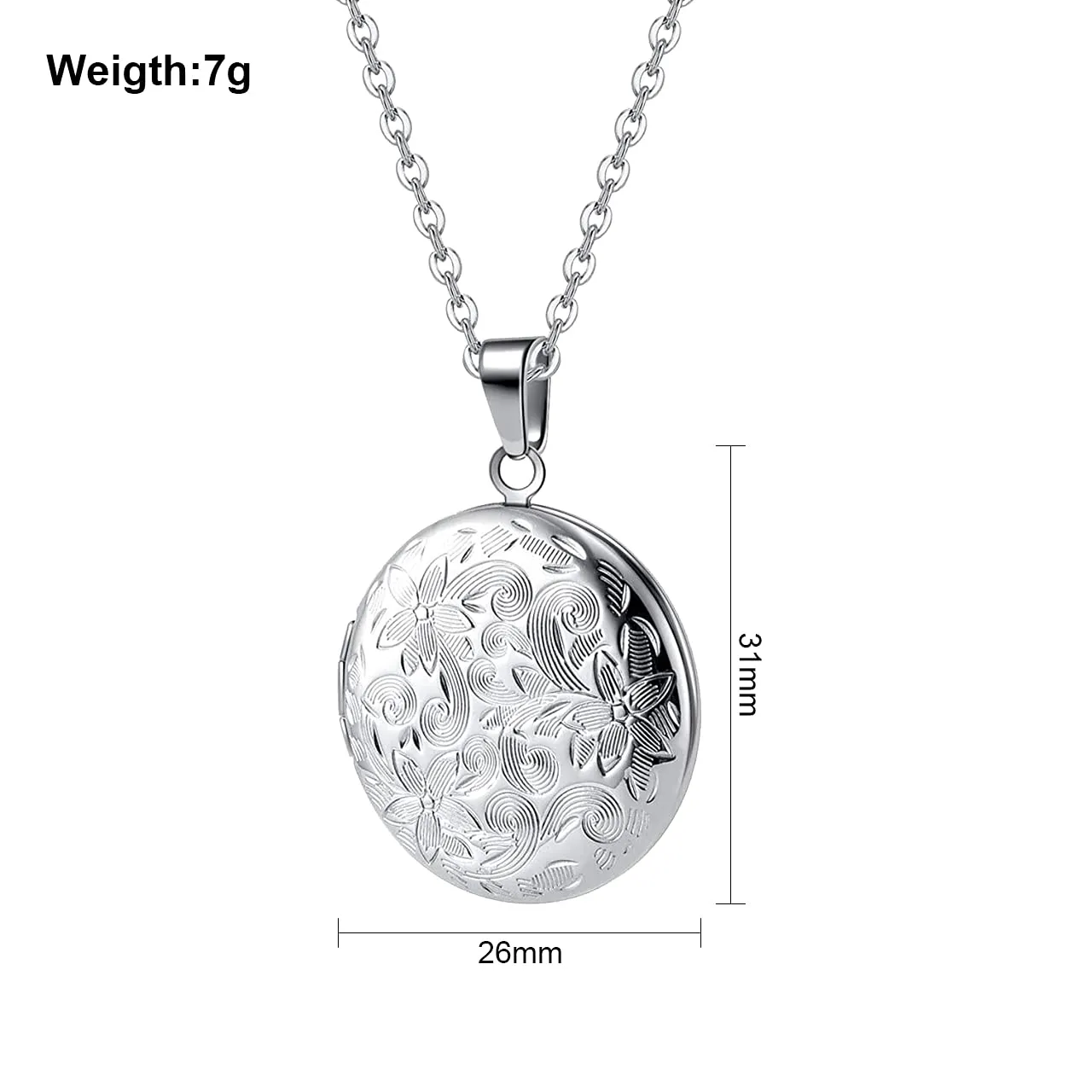 TOFBS Collana da Donna Medaglione Ciondolo Apribile Locket Portafoto Pendente in Acciaio Inox Rotondo Vintage Collana di Foto Argento Regalo per Ragazze Donne (Argento) - immagine 7