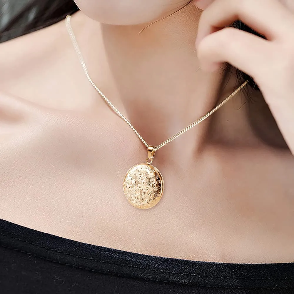 TOFBS Collana da Donna Medaglione Ciondolo Apribile Locket Portafoto Pendente in Acciaio Inox Rotondo Vintage Collana di Foto Argento Regalo per Ragazze Donne (Oro Rosa) - immagine 4