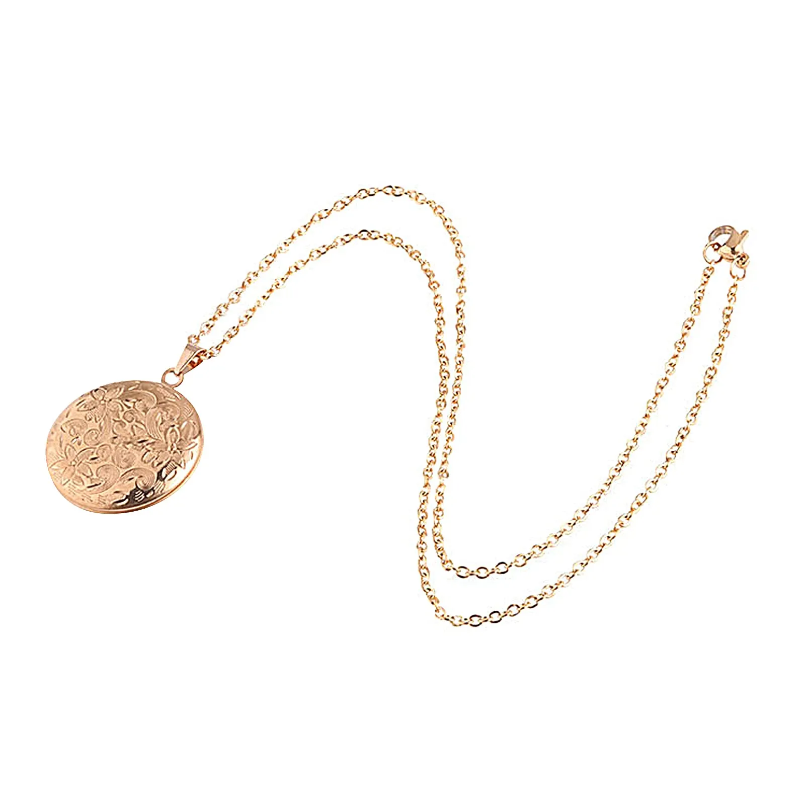 TOFBS Collana da Donna Medaglione Ciondolo Apribile Locket Portafoto Pendente in Acciaio Inox Rotondo Vintage Collana di Foto Argento Regalo per Ragazze Donne (Oro Rosa) - immagine 5