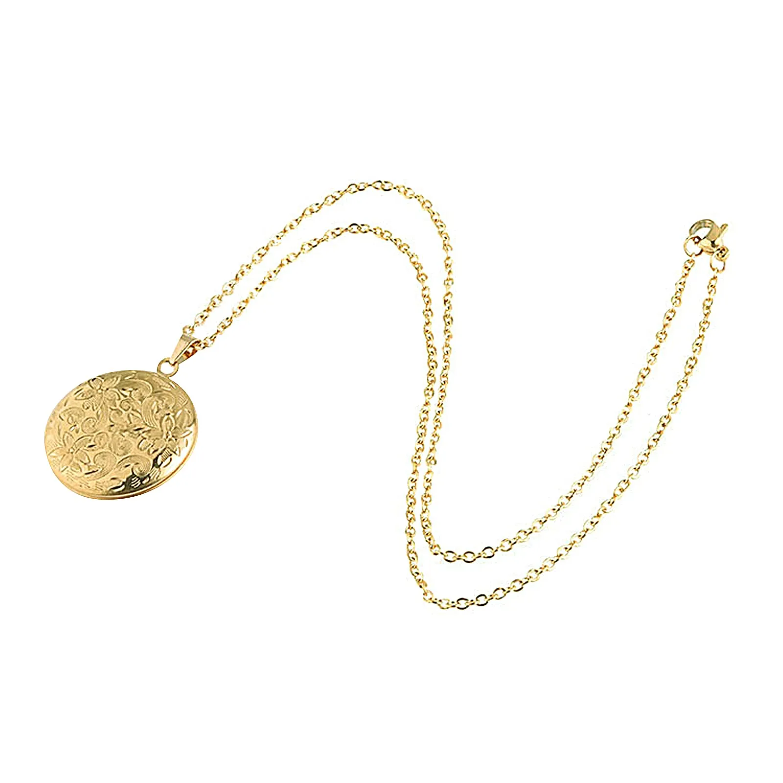 TOFBS Collana da Donna Medaglione Ciondolo Apribile Locket Portafoto Pendente in Acciaio Inox Rotondo Vintage Collana di Foto Argento Regalo per Ragazze Donne (Oro) - immagine 5