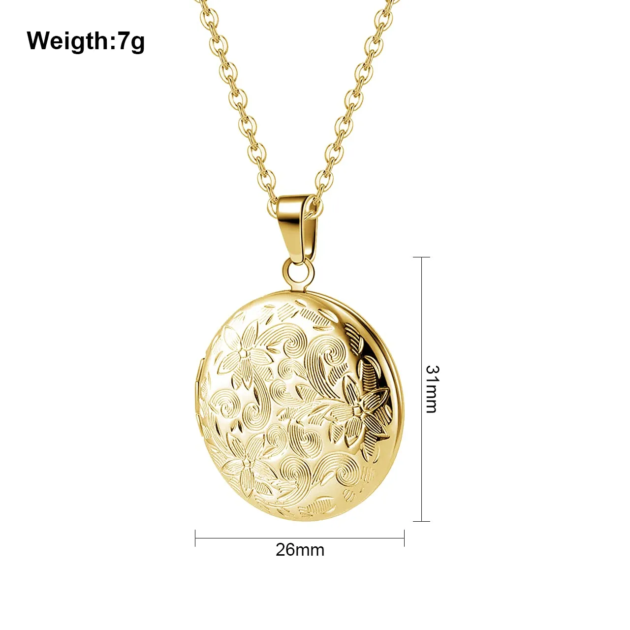 TOFBS Collana da Donna Medaglione Ciondolo Apribile Locket Portafoto Pendente in Acciaio Inox Rotondo Vintage Collana di Foto Argento Regalo per Ragazze Donne (Oro) - immagine 7