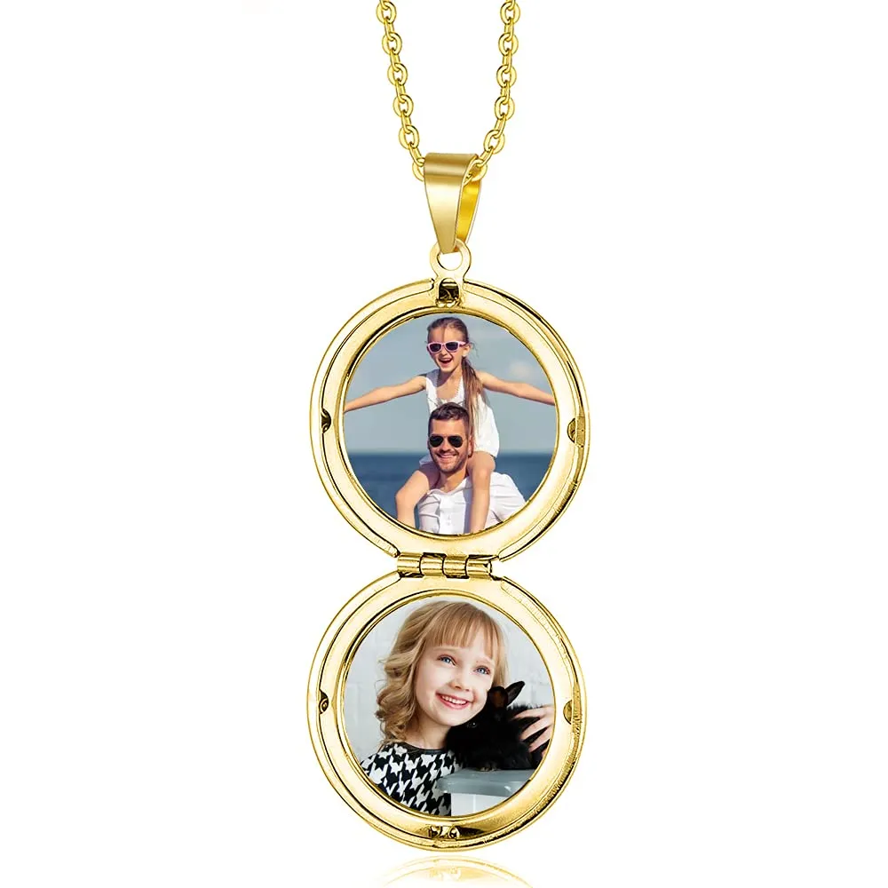 TOFBS Collana da Donna Medaglione Ciondolo Apribile Locket Portafoto Pendente in Acciaio Inox Rotondo Vintage Collana di Foto Argento Regalo per Ragazze Donne (Oro*Albero della vita) - immagine 6
