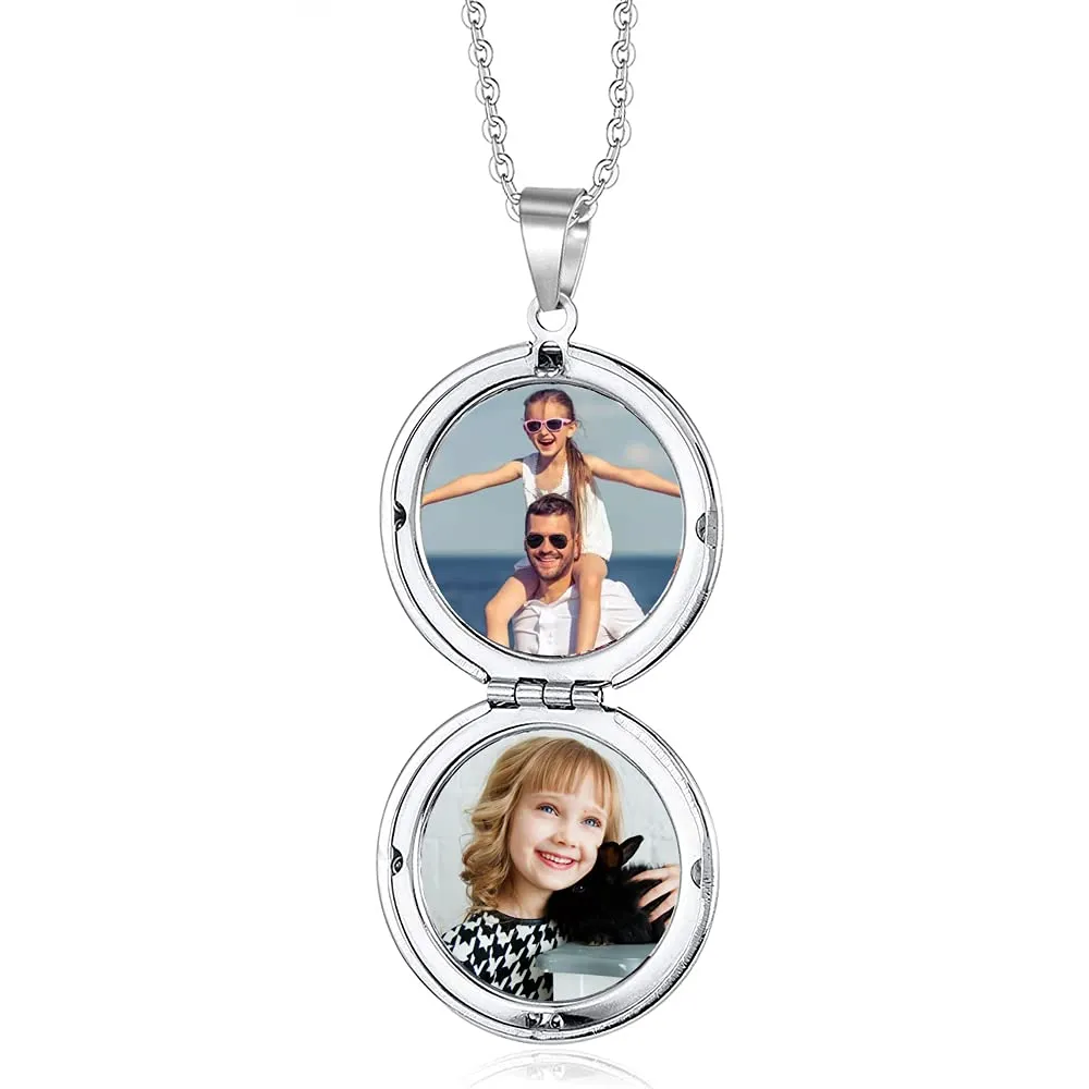 TOFBS Collana da Donna Medaglione Ciondolo Apribile Locket Portafoto Pendente in Acciaio Inox Rotondo Vintage Collana di Foto Argento Regalo per Ragazze Donne (Argento*Albero della vita) - immagine 6