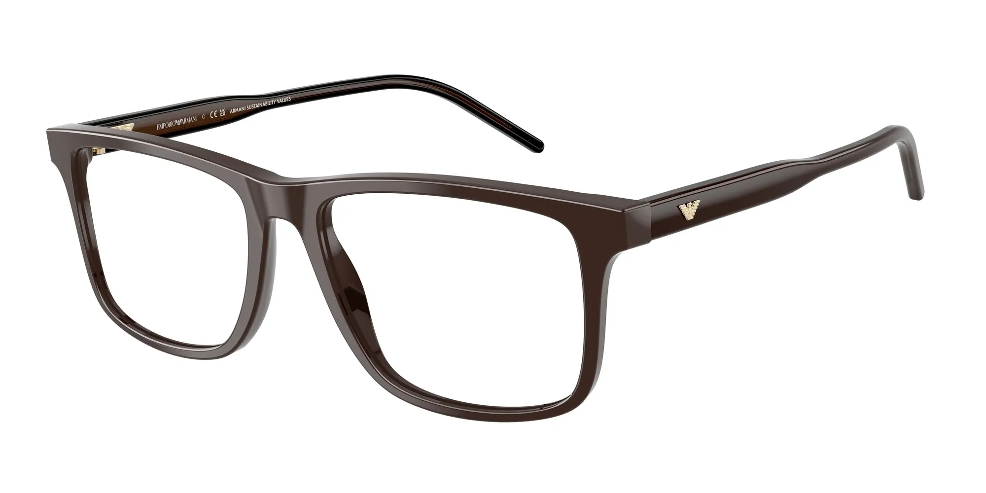 Emporio Armani EA3257 6255 Montature da vista Acetato Marrone Trasparente Squadrata Normale - immagine 1