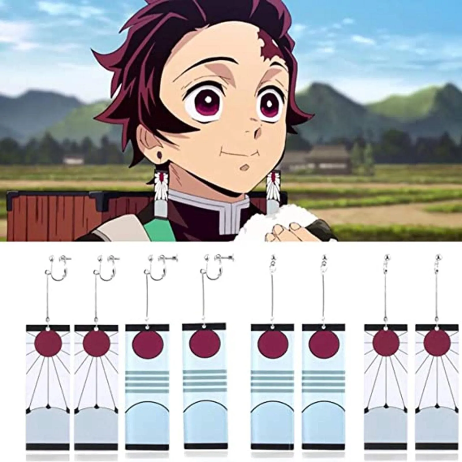 Orecchini Demon-Slayer Kimetsu No Yaiba con ciondolo, orecchini con pendente, per amanti di anime, Acrilico - immagine 7