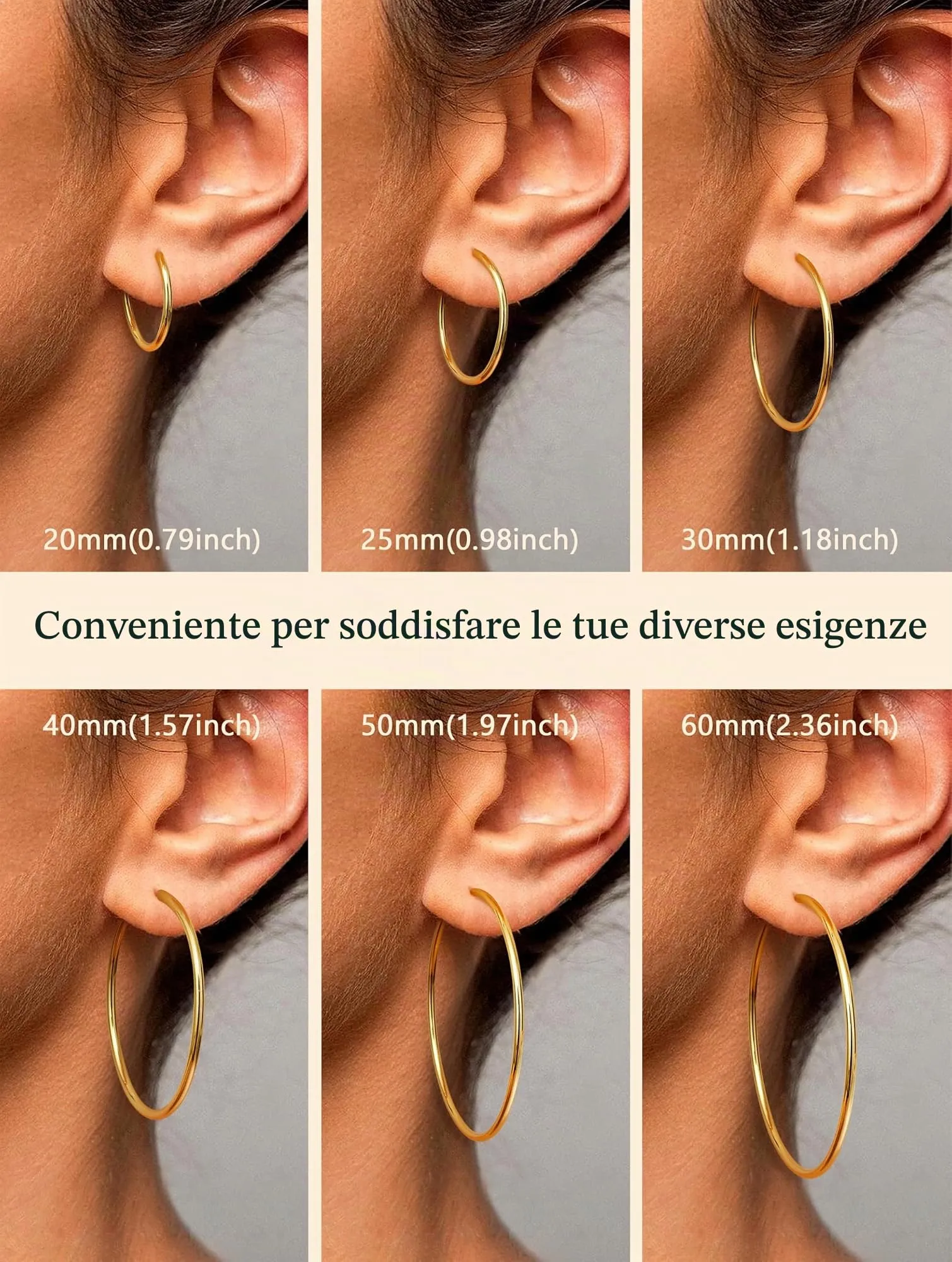 Roheafer Orecchini a Cerchio Clip per Donna senza Piercing - immagine 2