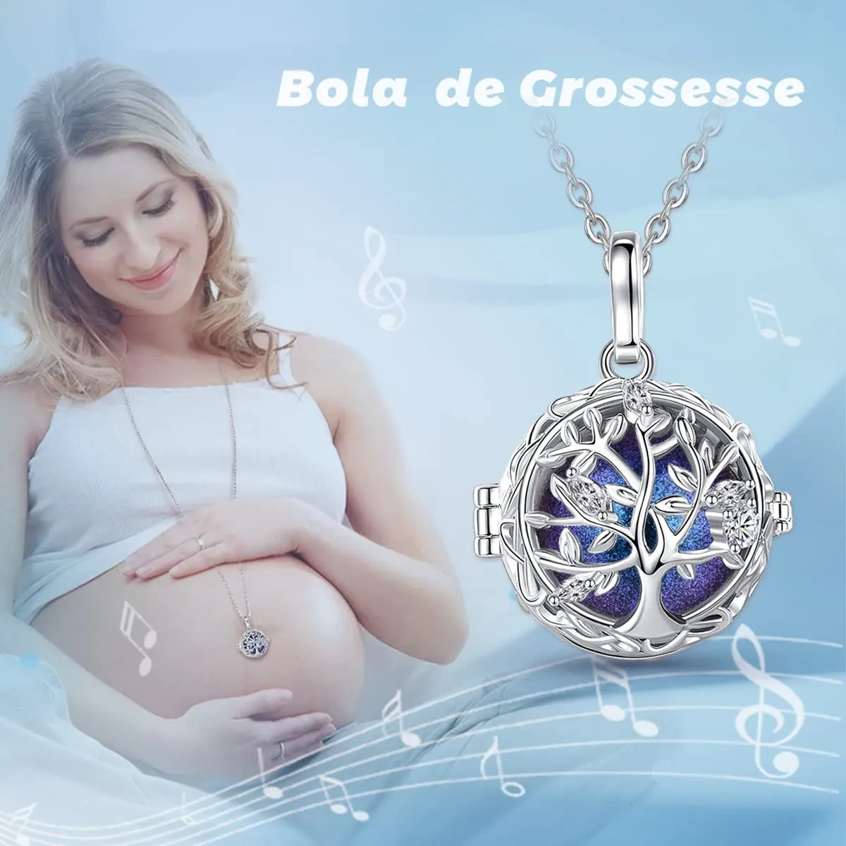 AEONSLOVE Ciondolo Chiama Angeli Gravidanza Albero della Vita Bola Messicana Collana Donna per Gravidanza Richiamo degli Angeli - immagine 4