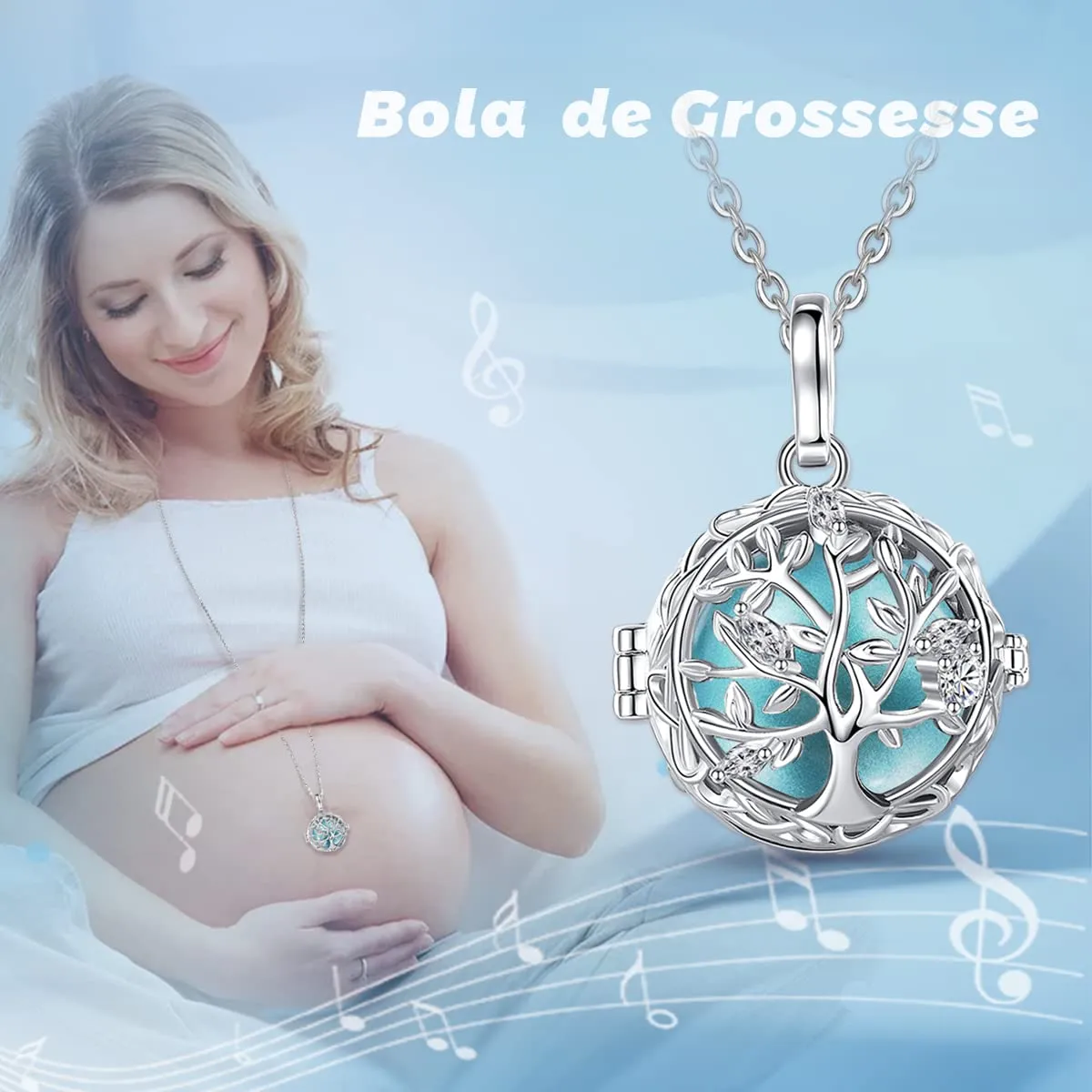 AEONSLOVE Collana Chiama Angeli Gravidanza Bola Messicana Albero della Vita Ciondolo Gravidanza Regalo Futura Mamma - immagine 4