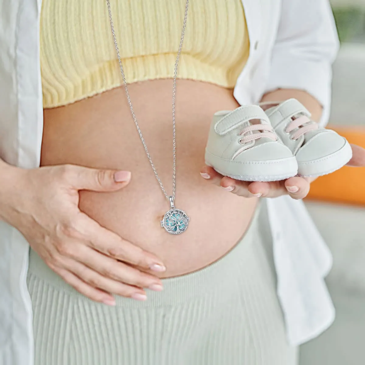 AEONSLOVE Collana Chiama Angeli Gravidanza Bola Messicana Albero della Vita Ciondolo Gravidanza Regalo Futura Mamma - immagine 5
