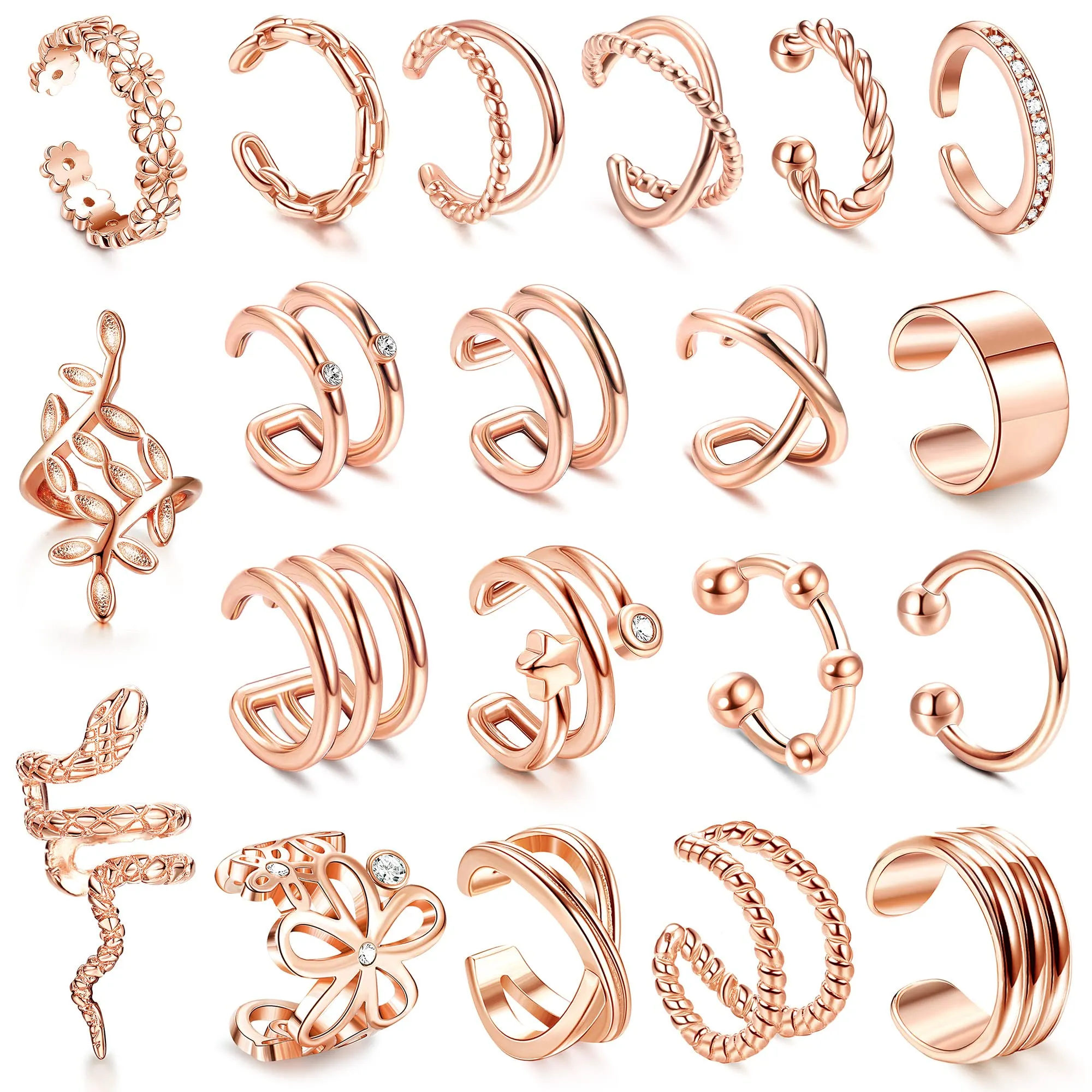 Orazio 20Pcs Orecchio Clip Helix Polsino Orecchio Non Piercing Orecchini - immagine 1