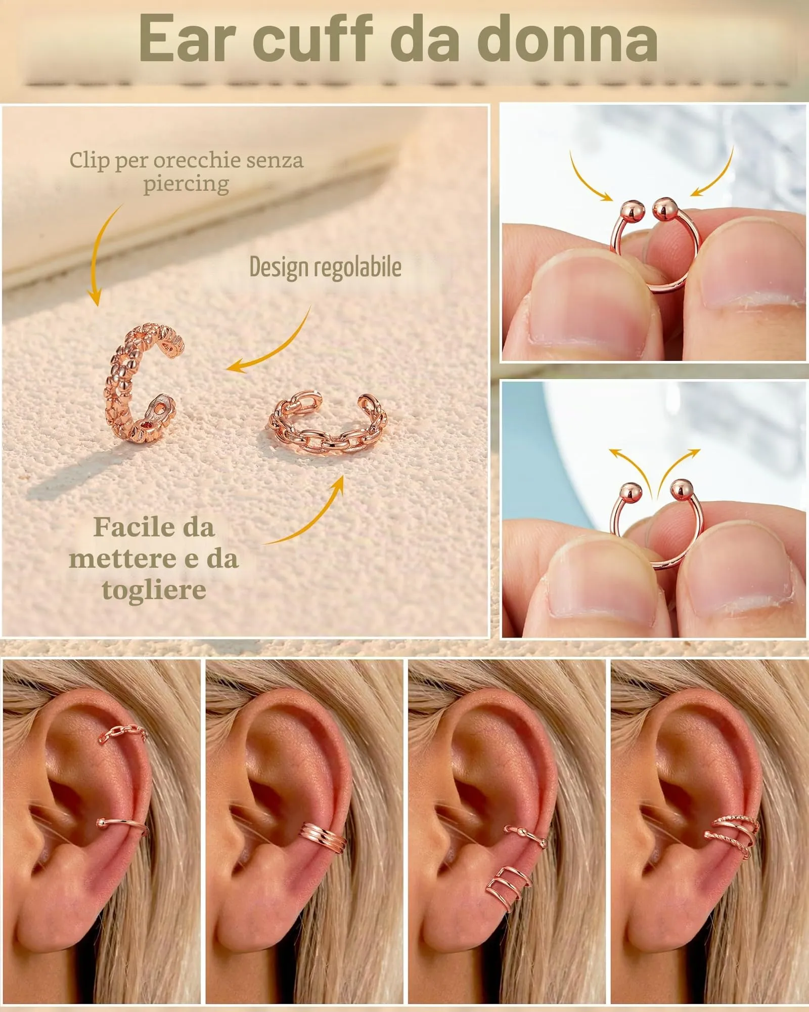 Orazio 20Pcs Orecchio Clip Helix Polsino Orecchio Non Piercing Orecchini - immagine 2