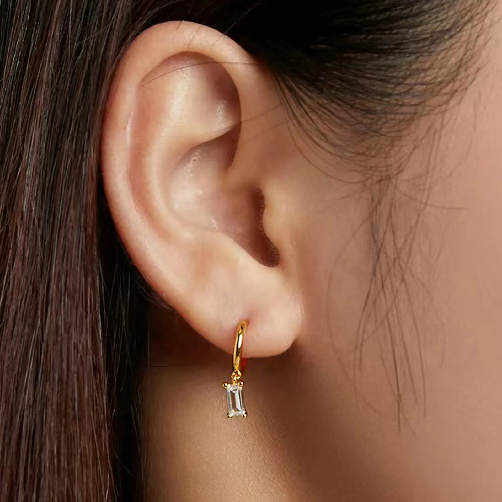 Orecchini Cerchio Oro Con Cubic Zirconia Goccia, Orecchini Anallergici Donna Per Donne 14K Orecchini Donna Cerchio Piccolo Per Ragazze e Uomini 2 PZ - immagine 3