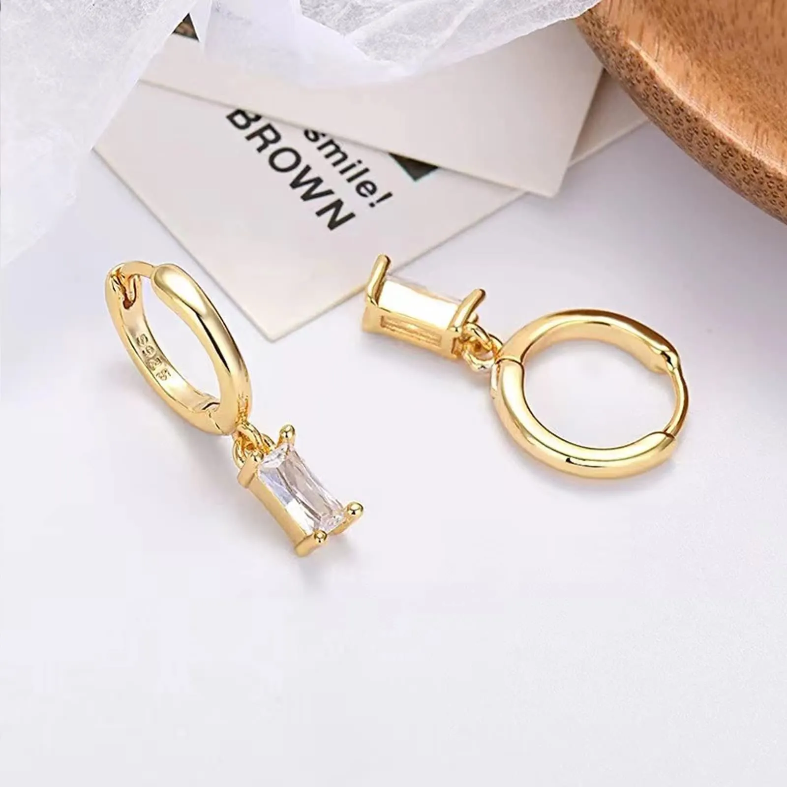 Orecchini Cerchio Oro Con Cubic Zirconia Goccia, Orecchini Anallergici Donna Per Donne 14K Orecchini Donna Cerchio Piccolo Per Ragazze e Uomini 2 PZ - immagine 8