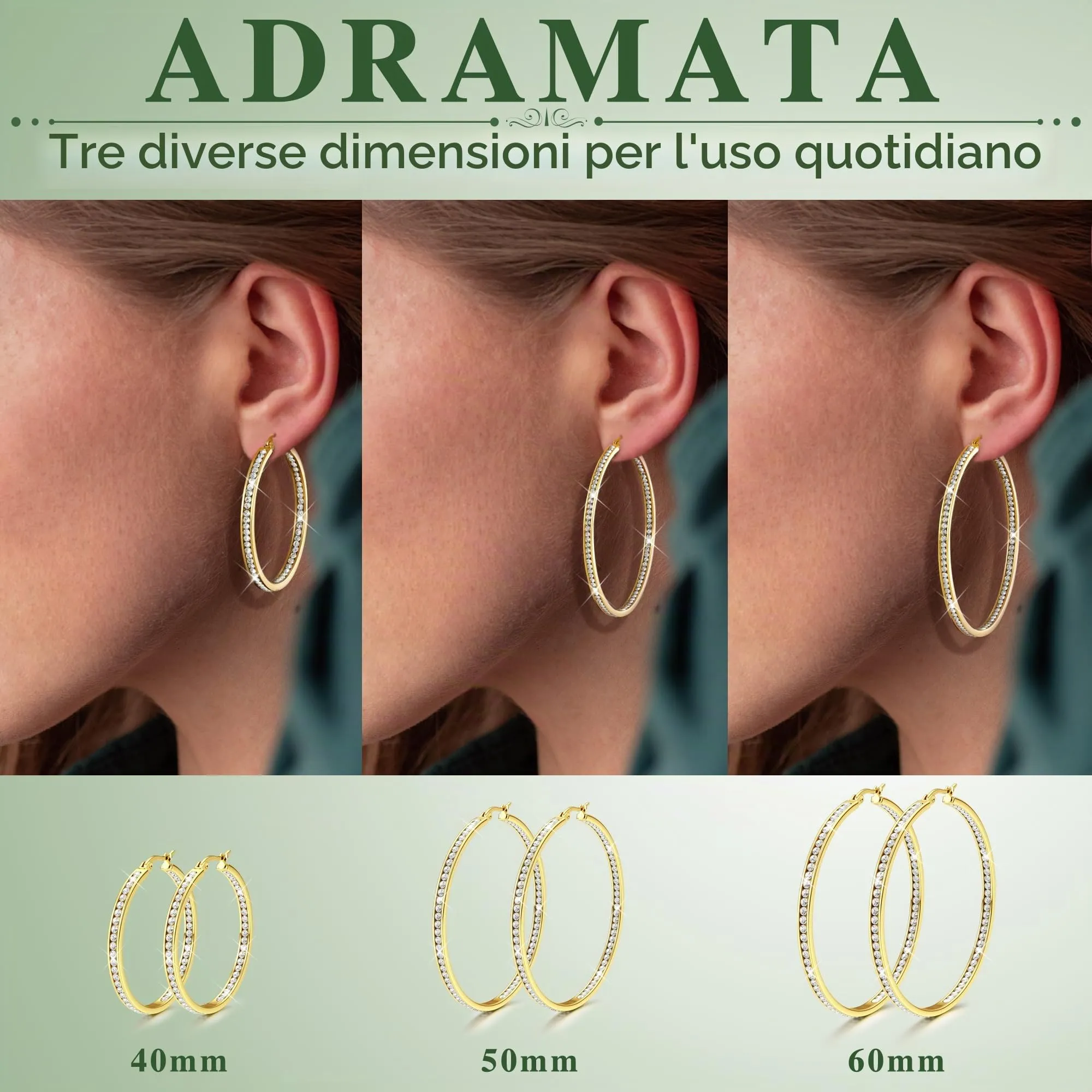 Adramata Orecchini Donna Orecchini Cerchio Zirconia Cubica Orecchino - immagine 4