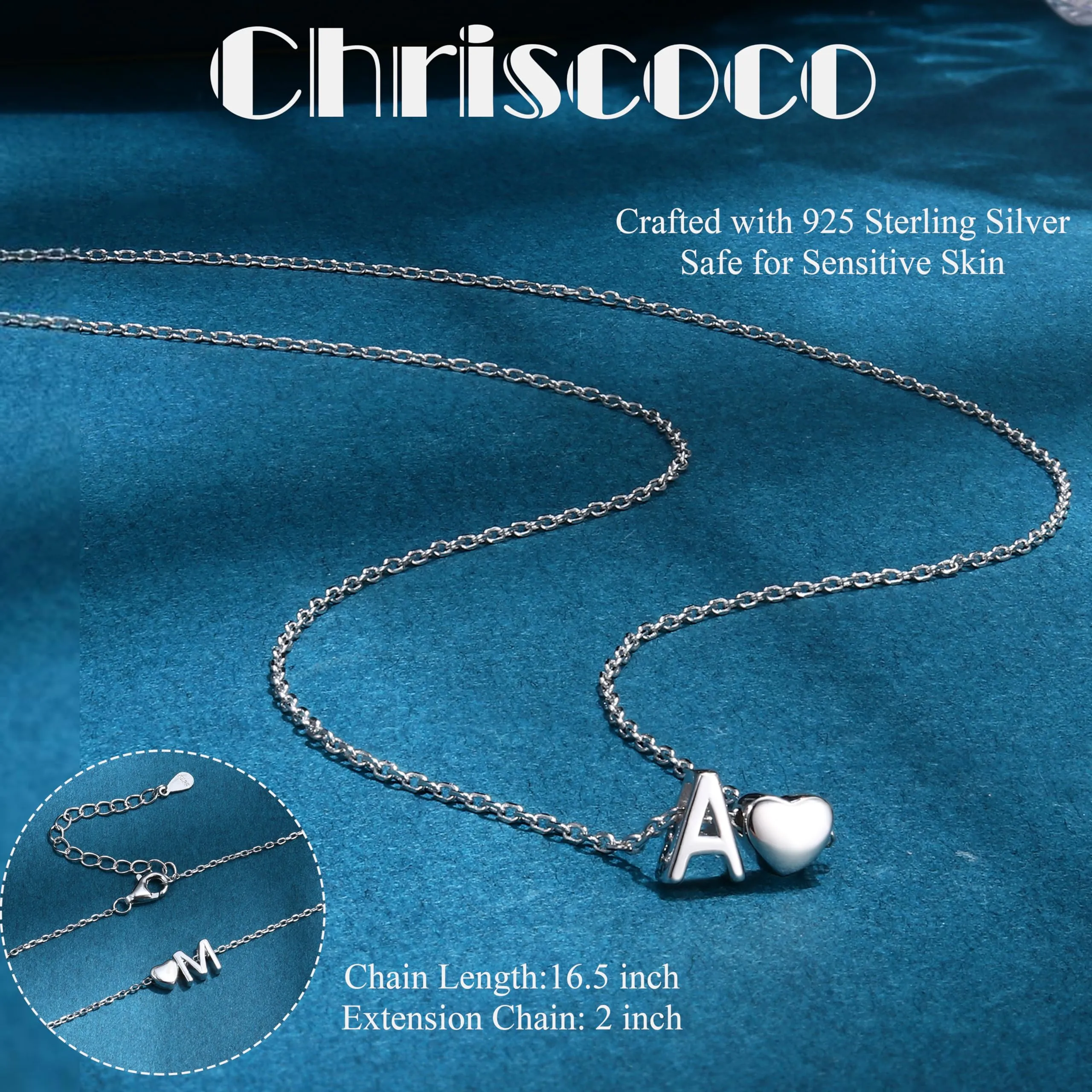 Chriscoco Collana Argento 925 Donna Ragazza Collana con Iniziale - immagine 2