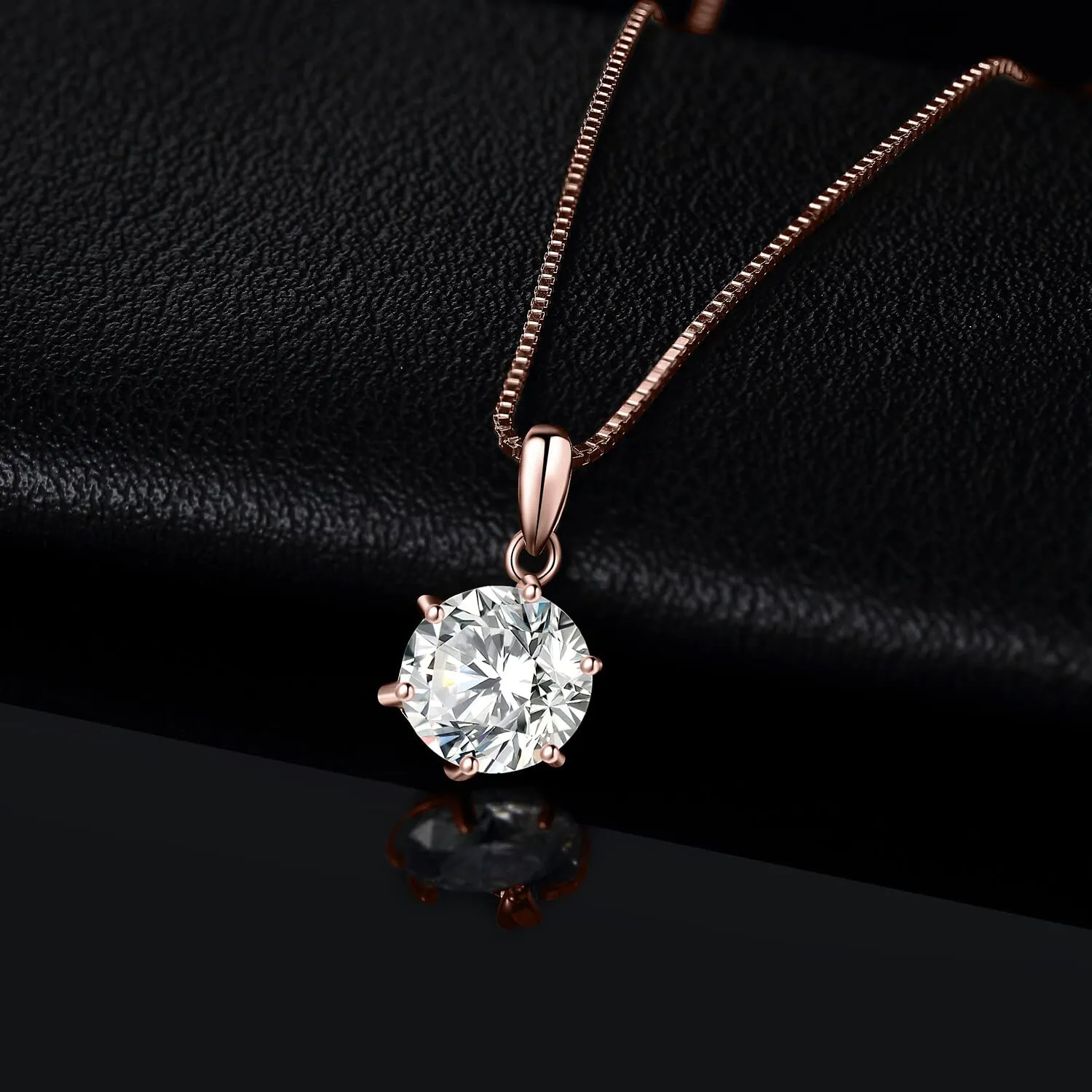 JewelryPalace 2ct Collana Solitario Donna Argento 925 con Cubica Zirconia, Collana Ciondolo Pietra a Taglio Rotondo con Catena Maglia 45cm, Collane Pendenti in Oro Rosa Set Gioielli Donna - immagine 3