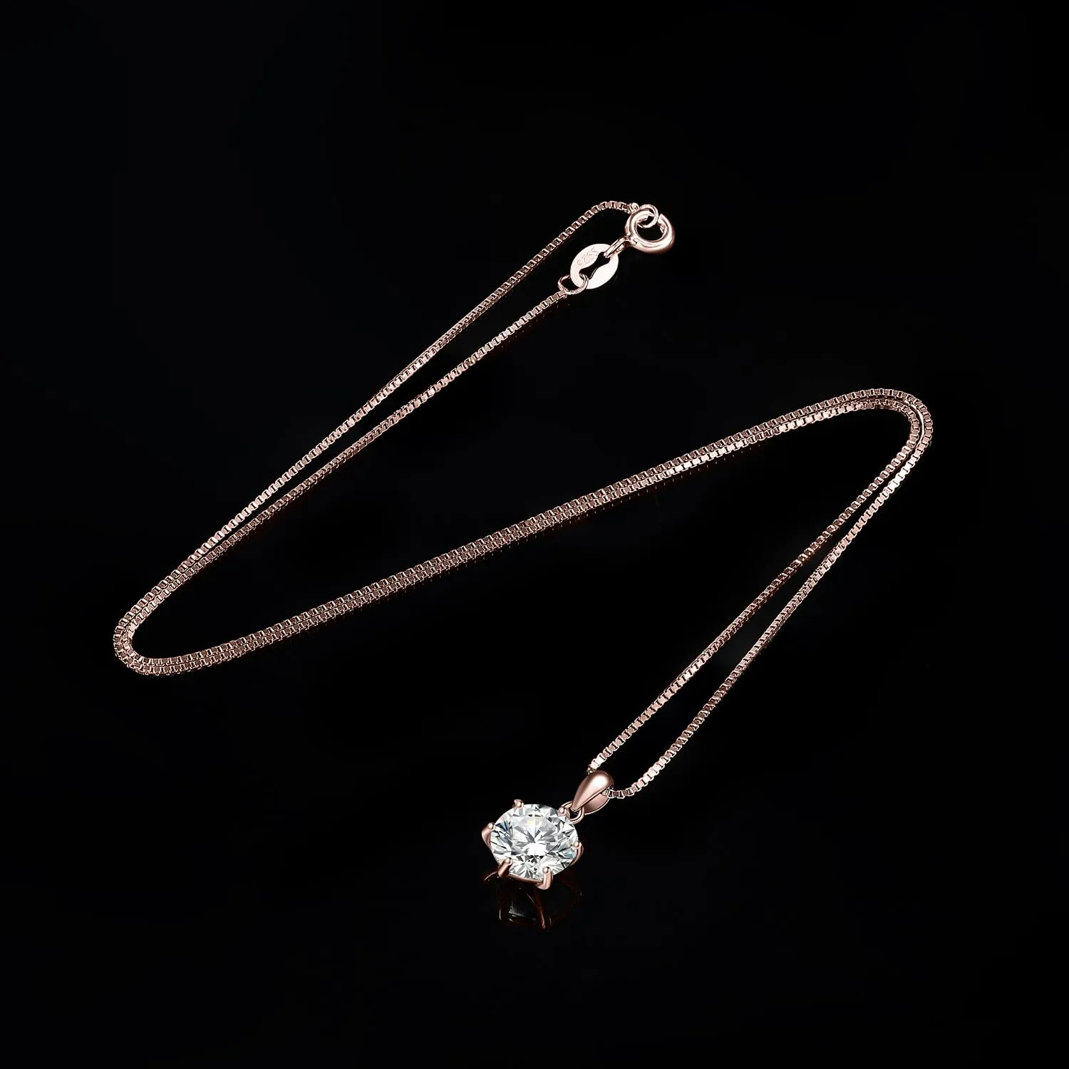 JewelryPalace 2ct Collana Solitario Donna Argento 925 con Cubica Zirconia, Collana Ciondolo Pietra a Taglio Rotondo con Catena Maglia 45cm, Collane Pendenti in Oro Rosa Set Gioielli Donna - immagine 5