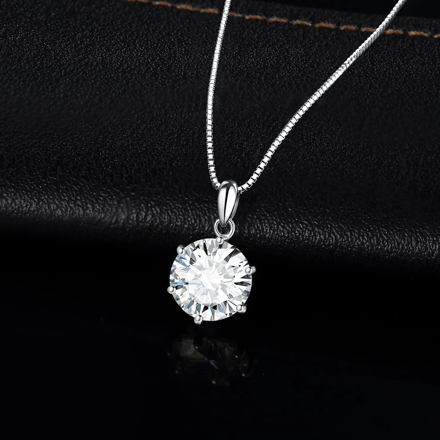 JewelryPalace 3ct Collana Solitario Donna Argento 925 con Cubica Zirconia, Collana Ciondolo Pietra a Taglio Rotondo con Catena Veneziana 45cm, Collane Pendenti in Argento Set Gioielli Donna - immagine 3