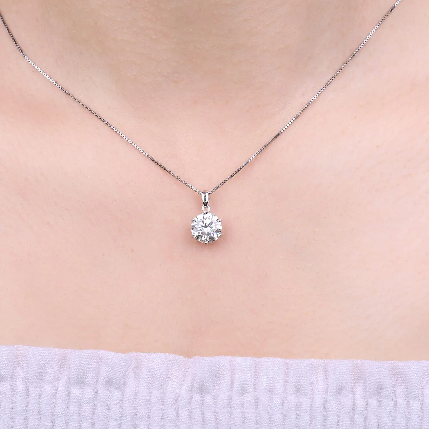 JewelryPalace 3ct Collana Solitario Donna Argento 925 con Cubica Zirconia, Collana Ciondolo Pietra a Taglio Rotondo con Catena Veneziana 45cm, Collane Pendenti in Argento Set Gioielli Donna - immagine 4