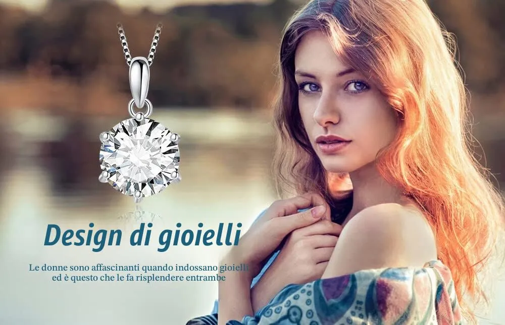 JewelryPalace 3ct Collana Solitario Donna Argento 925 con Cubica Zirconia, Collana Ciondolo Pietra a Taglio Rotondo con Catena Veneziana 45cm, Collane Pendenti in Argento Set Gioielli Donna - immagine 6