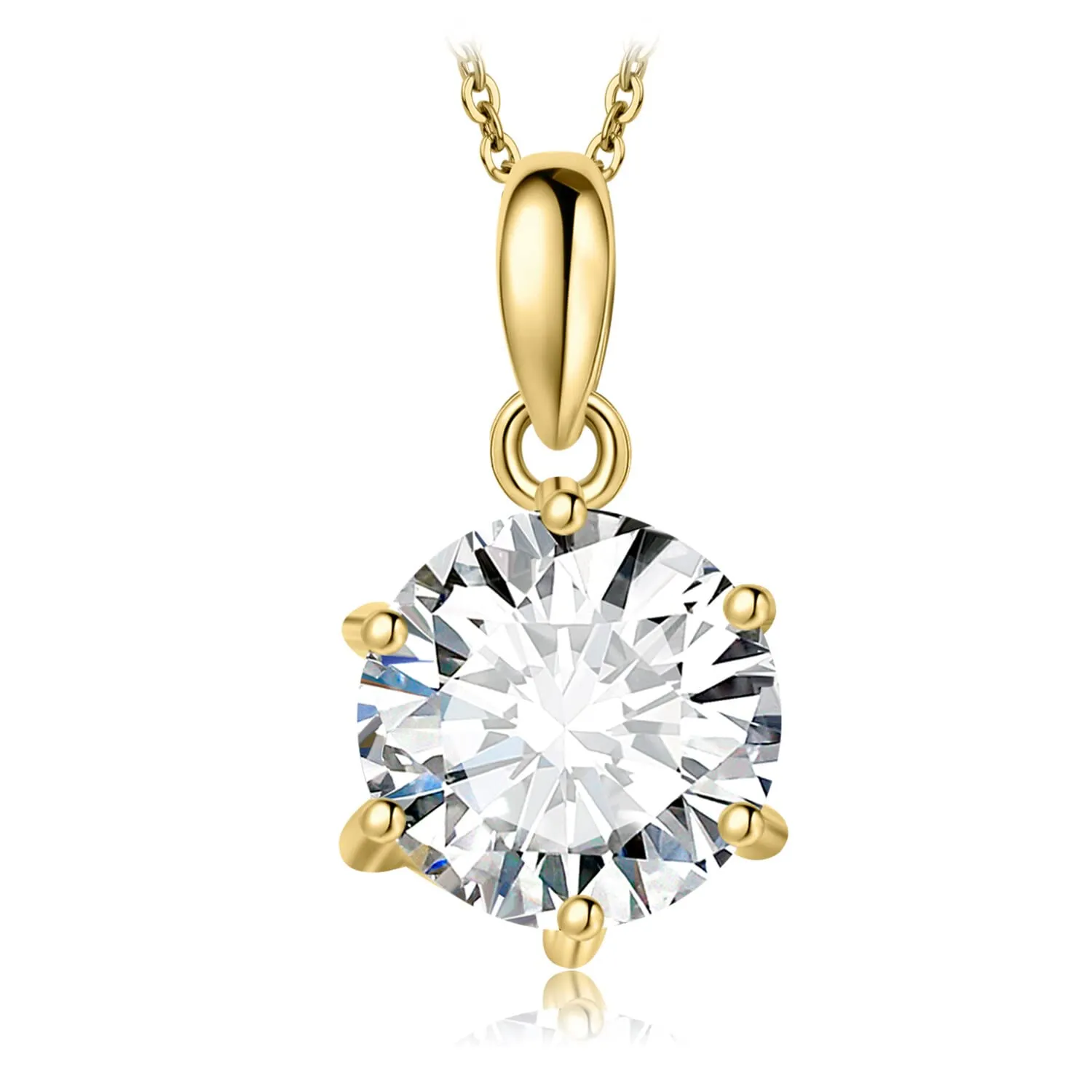 JewelryPalace 2ct Collana Solitario Donna Argento 925 con Cubica Zirconia, Collana Dorata Ciondolo Pietra a Taglio Rotondo con Catena Maglia 45cm, Collane Pendenti in Oro Set Gioielli Donna - immagine 1