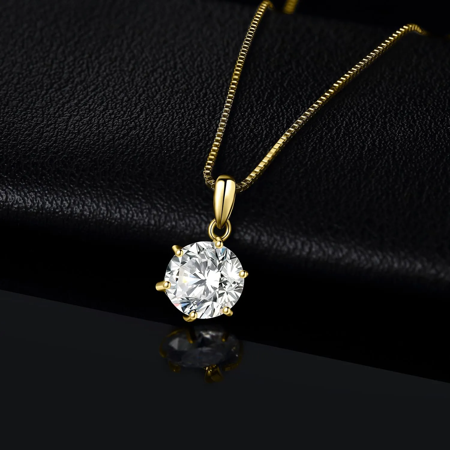 JewelryPalace 2ct Collana Solitario Donna Argento 925 con Cubica Zirconia, Collana Dorata Ciondolo Pietra a Taglio Rotondo con Catena Maglia 45cm, Collane Pendenti in Oro Set Gioielli Donna - immagine 3