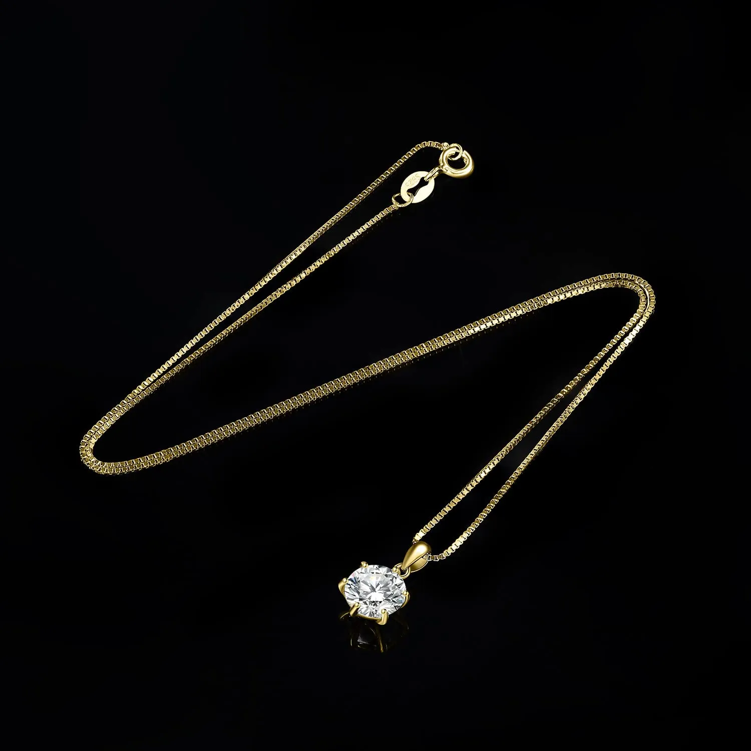 JewelryPalace 2ct Collana Solitario Donna Argento 925 con Cubica Zirconia, Collana Dorata Ciondolo Pietra a Taglio Rotondo con Catena Maglia 45cm, Collane Pendenti in Oro Set Gioielli Donna - immagine 5