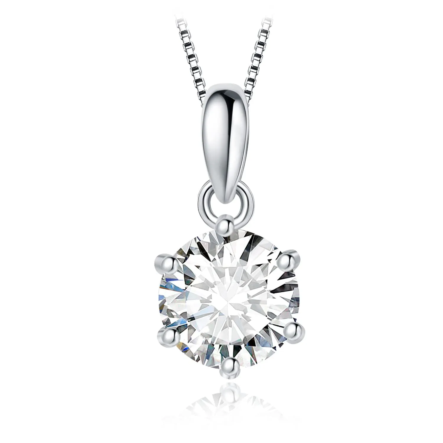 JewelryPalace 1ct Collana Solitario Donna Argento 925 con Cubica Zirconia, Collana Ciondolo Pietra a Taglio Rotondo con Catena Veneziana 45cm, Collane Pendenti in Argento Set Gioielli Donna - immagine 1